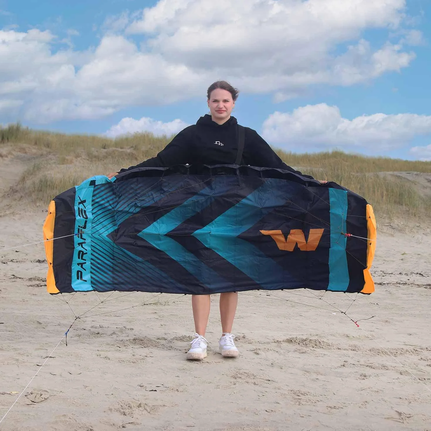Wolkenstürmer Paraflex Trainer Tappetino per lo sterzo 3 l 2.3 turchese Aquilone 230 cm con barra di allenamento Kite Windtrainer