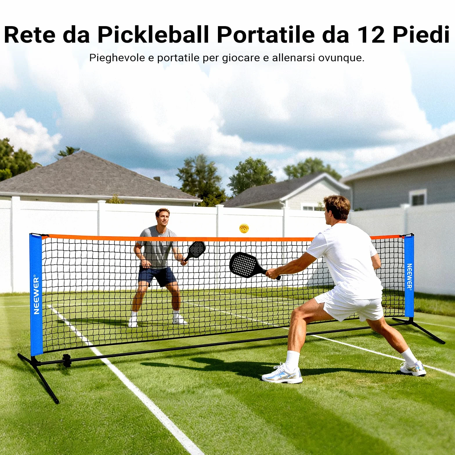 NEEWER Rete da Pickleball Larga 3,6m, Portatile Pieghevole per Vialetto, Accessori Allenamento Pickleball, PB02N