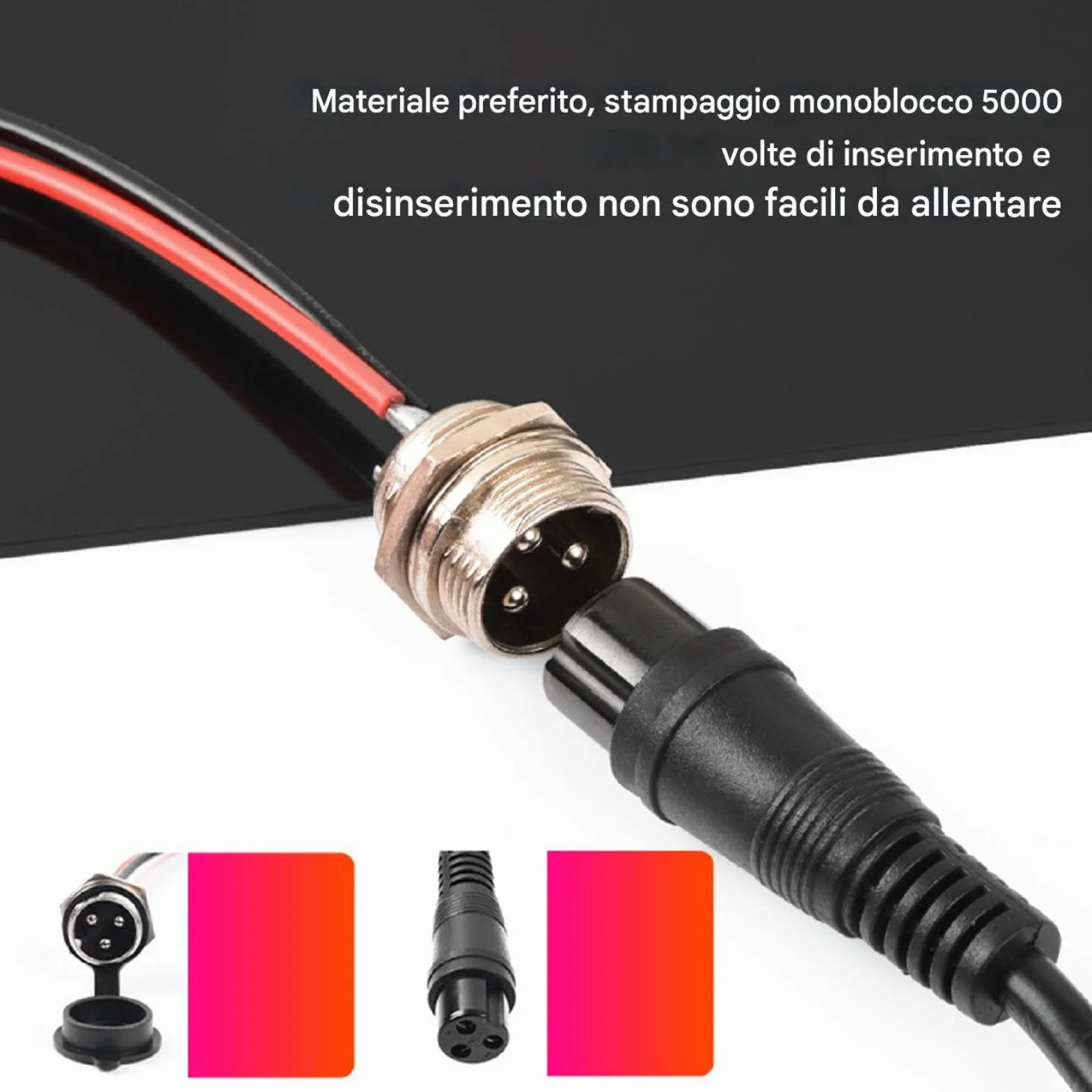 Connettore Porta di Ricarica per Scooter Elettrico 3 Pin 220V Materiali Ignifughi