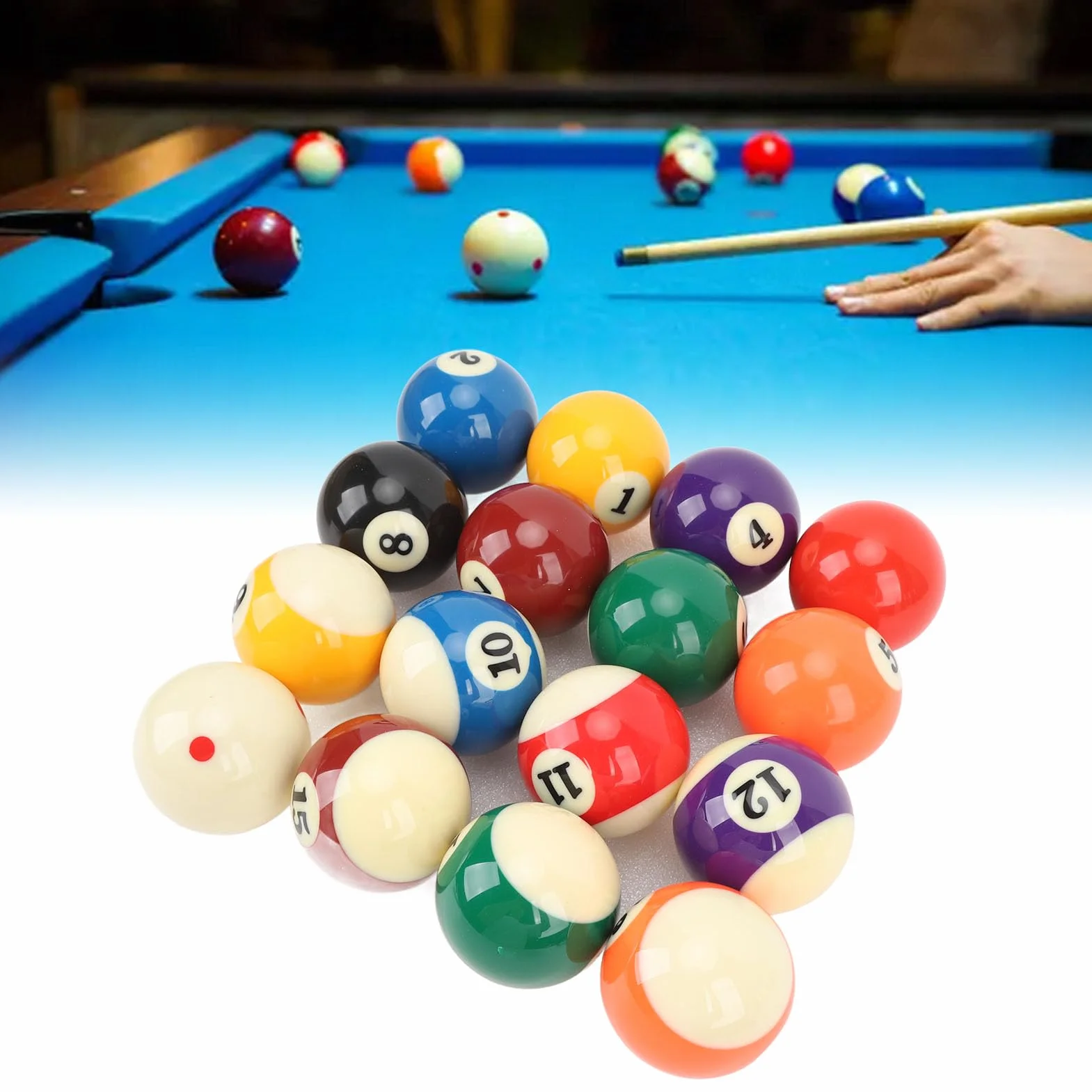 Set di Palle da Biliardo 16 Pezzi in Resina 5,72 cm per Giochi di Feste