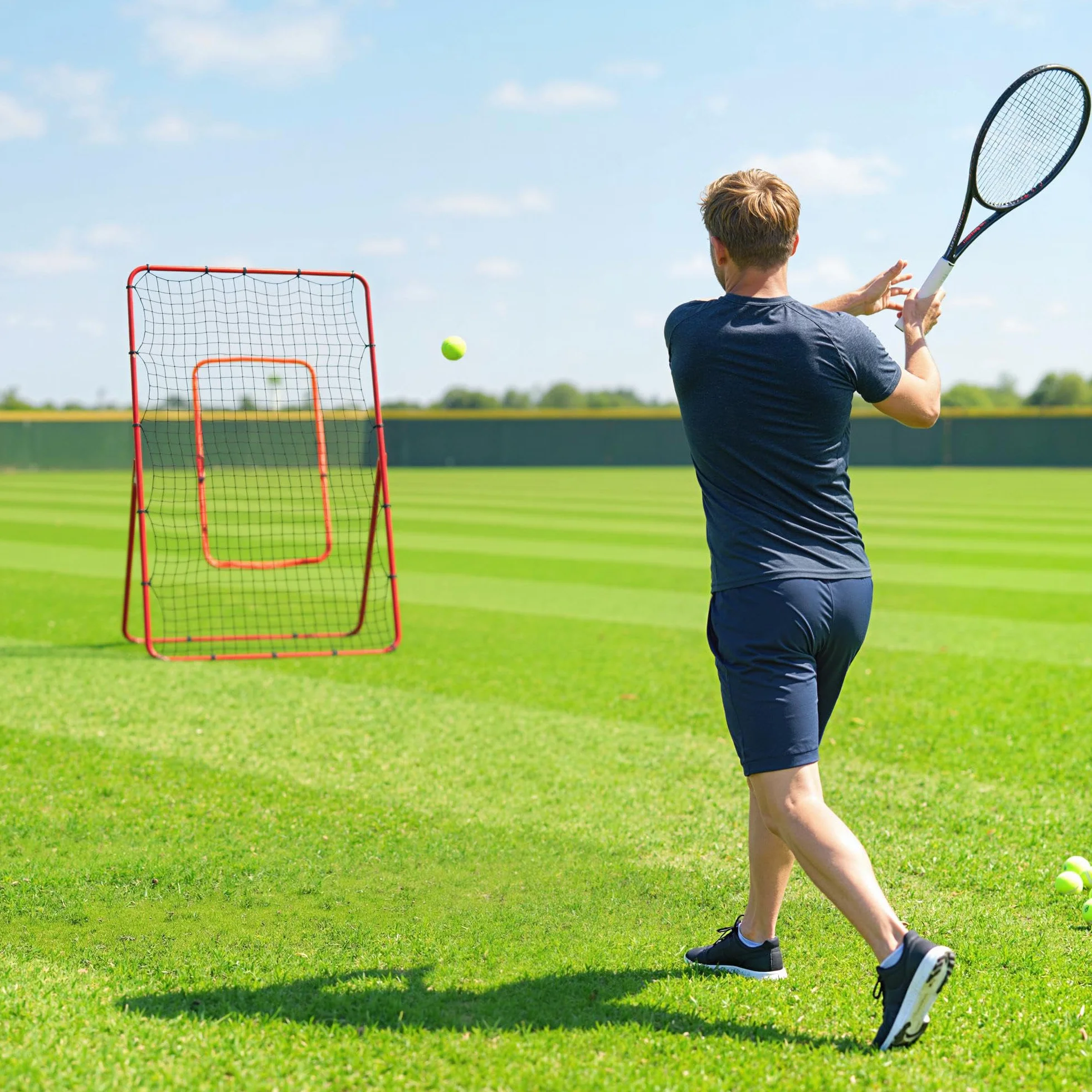 SPORTNOW Rete da Rimbalzo Baseball, Rebounder Portatile con 4 Angolazioni Regolabili per Calcio, Baseball, Softball, Lacrosse