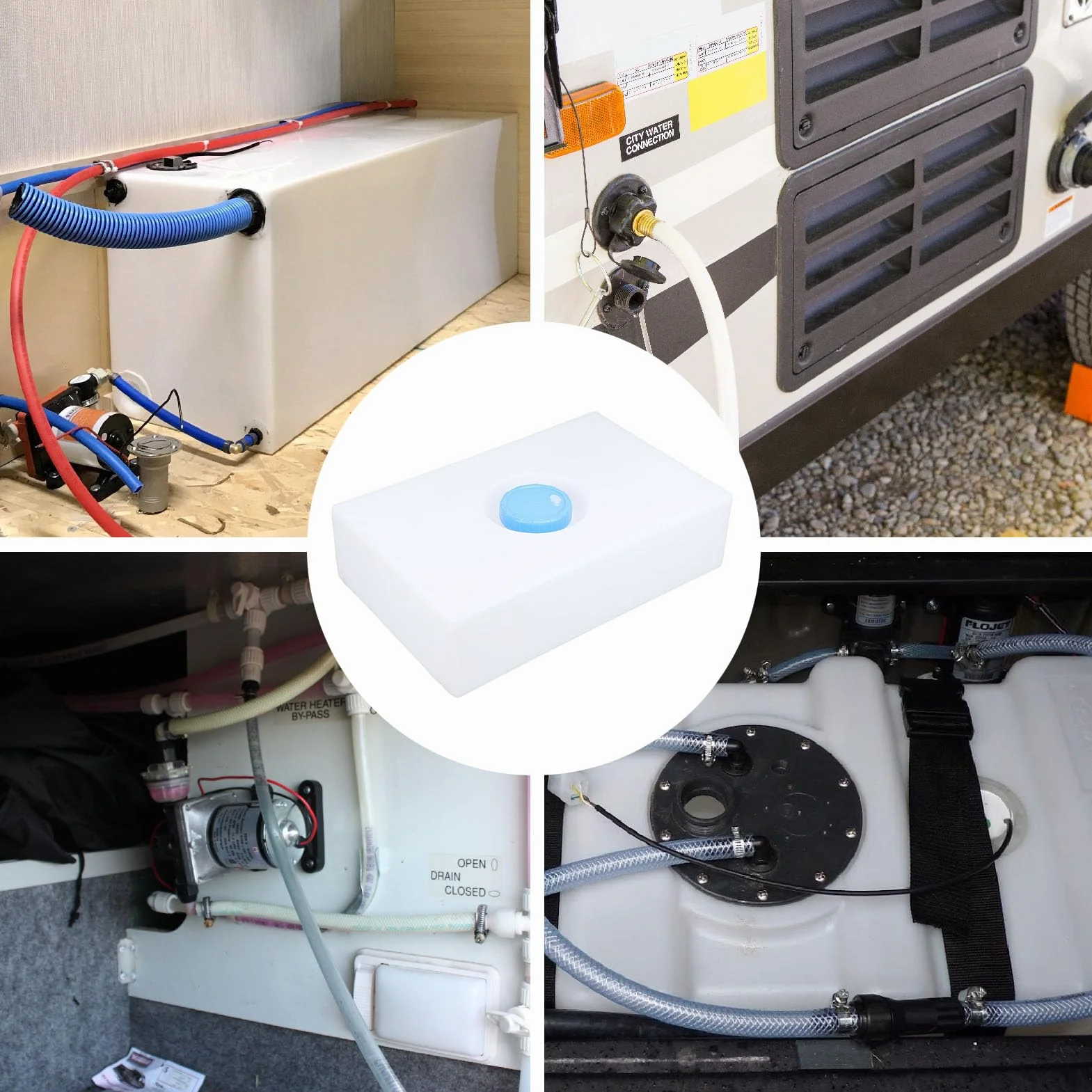 Serbatoio di stoccaggio acqua LLDPE 5 galloni 20,47 x 13,39 x 5,51 pollici per yacht con rimorchio