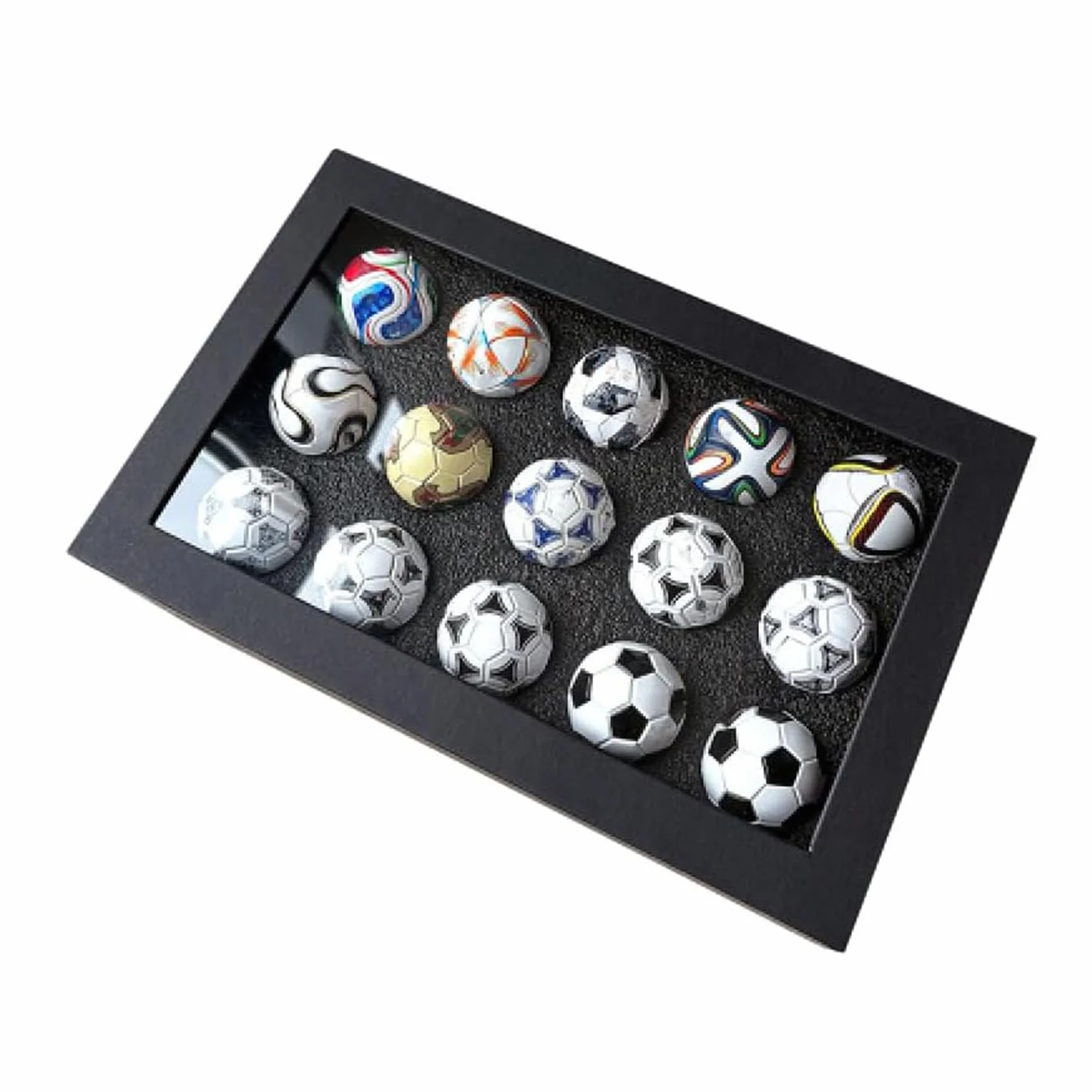 Generico Collezione mini palloni da calcio artigianali 1970-2026, statuette oggetti da scrivania