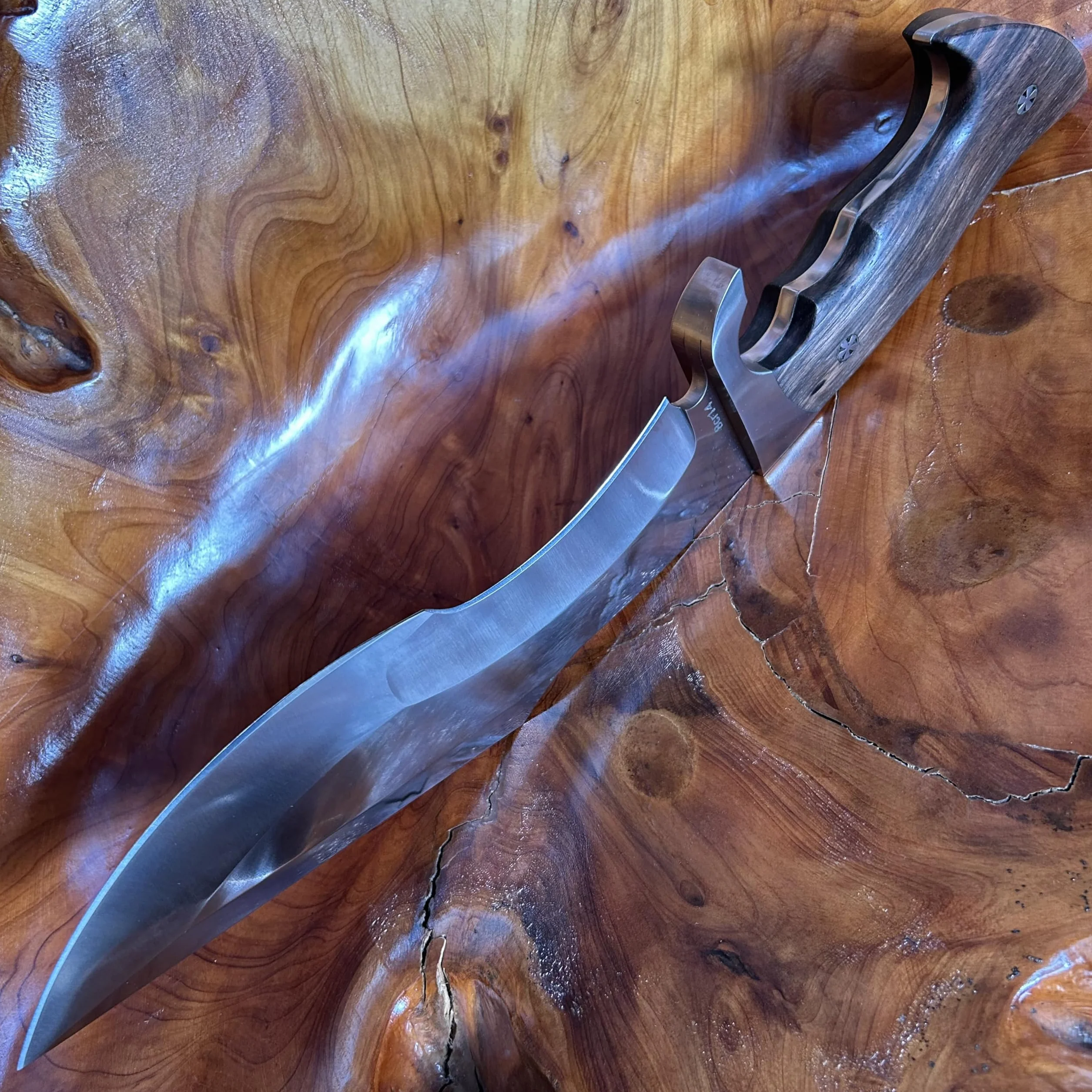 39cm【peso coltello 0.77kg】 machete pesante - Tang completo 60HRC Lama in acciaio ad alto tenore di carbonio Manico in legno di ebano Con fodero in pelle di mucca