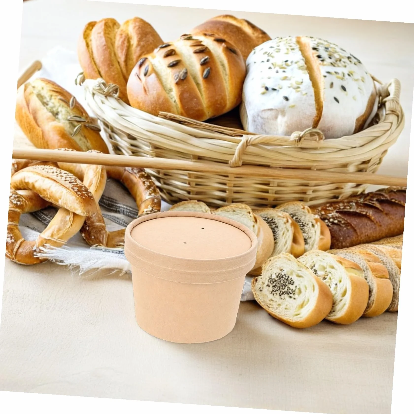 Coppette di Carta per Dessert con Coperchio in Carta Kraft Usa e Getta 10 set