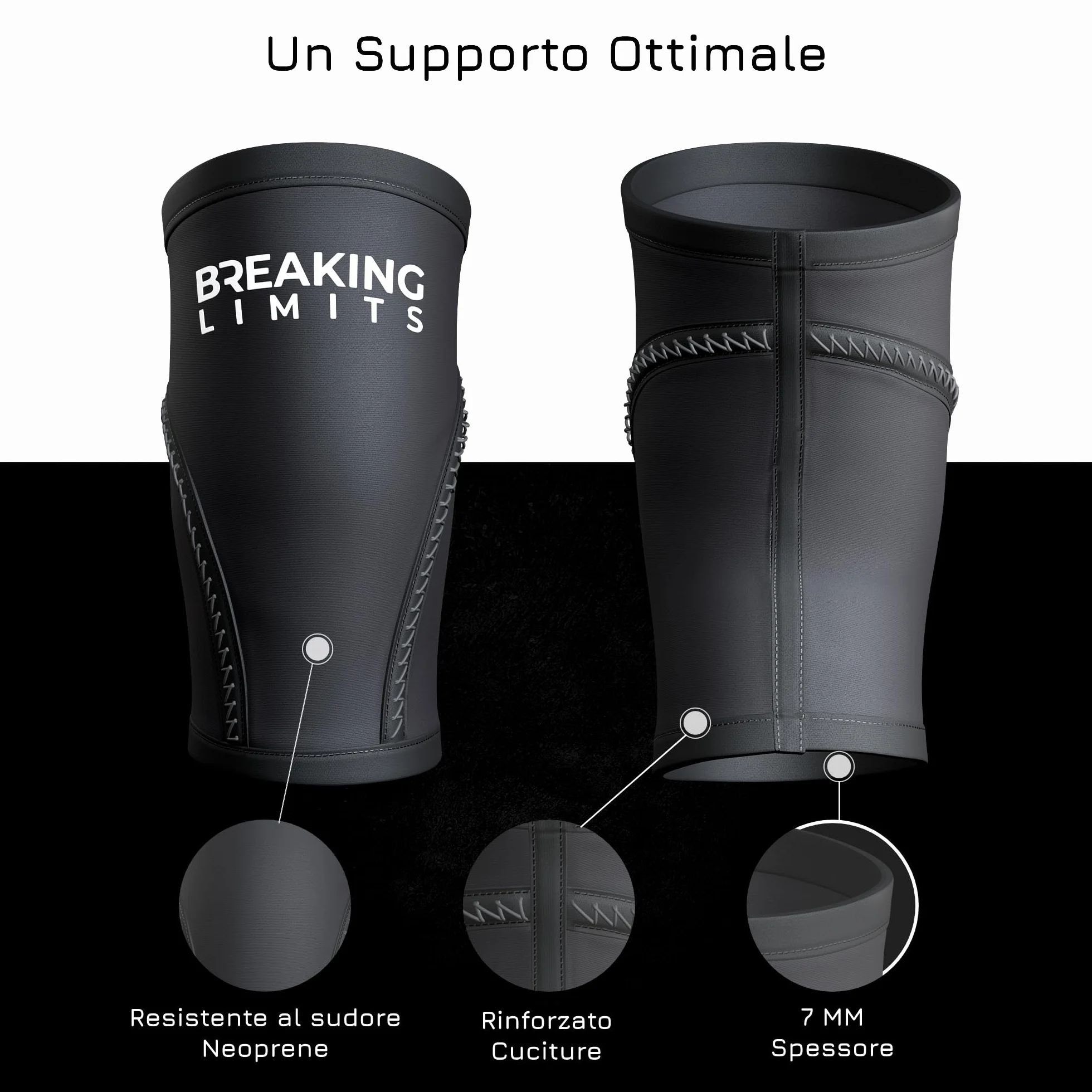 Ginocchiera Powerlifting Neoprene 7 mm M - Ginocchiere Palestra a Compressione per Allenamento Pesi Crossfit Squat
