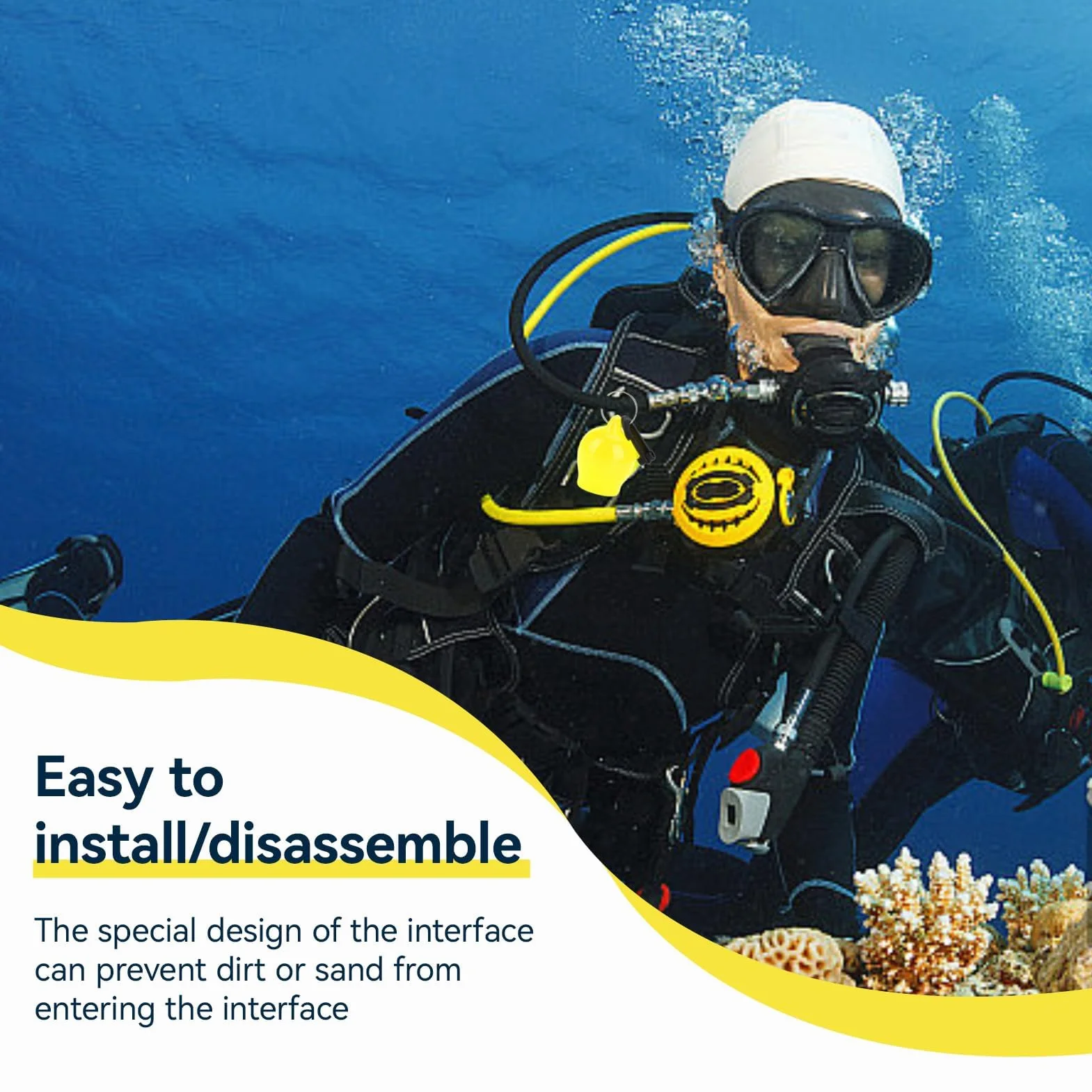 Agatige Boccaglio Silicone Snorkeling Regolatore con Gancio Carabiner Accessori Immersioni Giallo