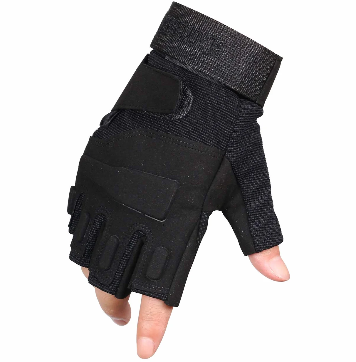 ThreeH Guanti mezzi dita Guanti tattici protettivi per sport all'aria aperta per Caccia Airsoft Paintball GL06XL,Black