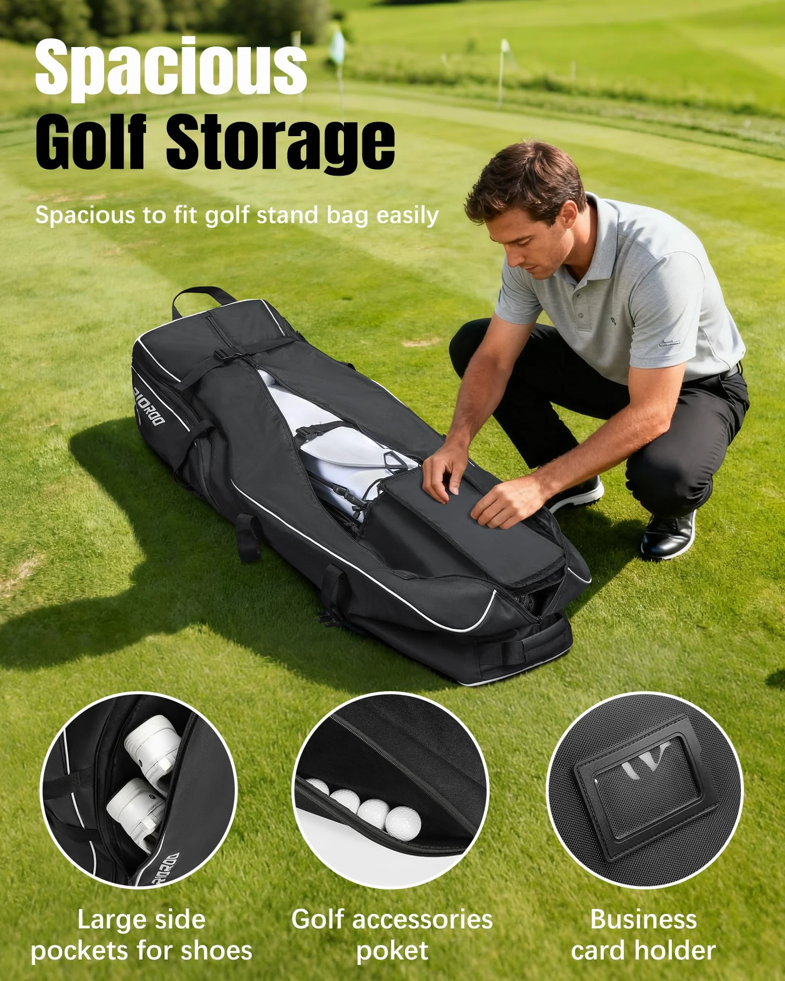 Borsa da Viaggio per Golf con Ruote Impermeabile Resistente all'Usura Oxford Custodia Imbottita per Mazze