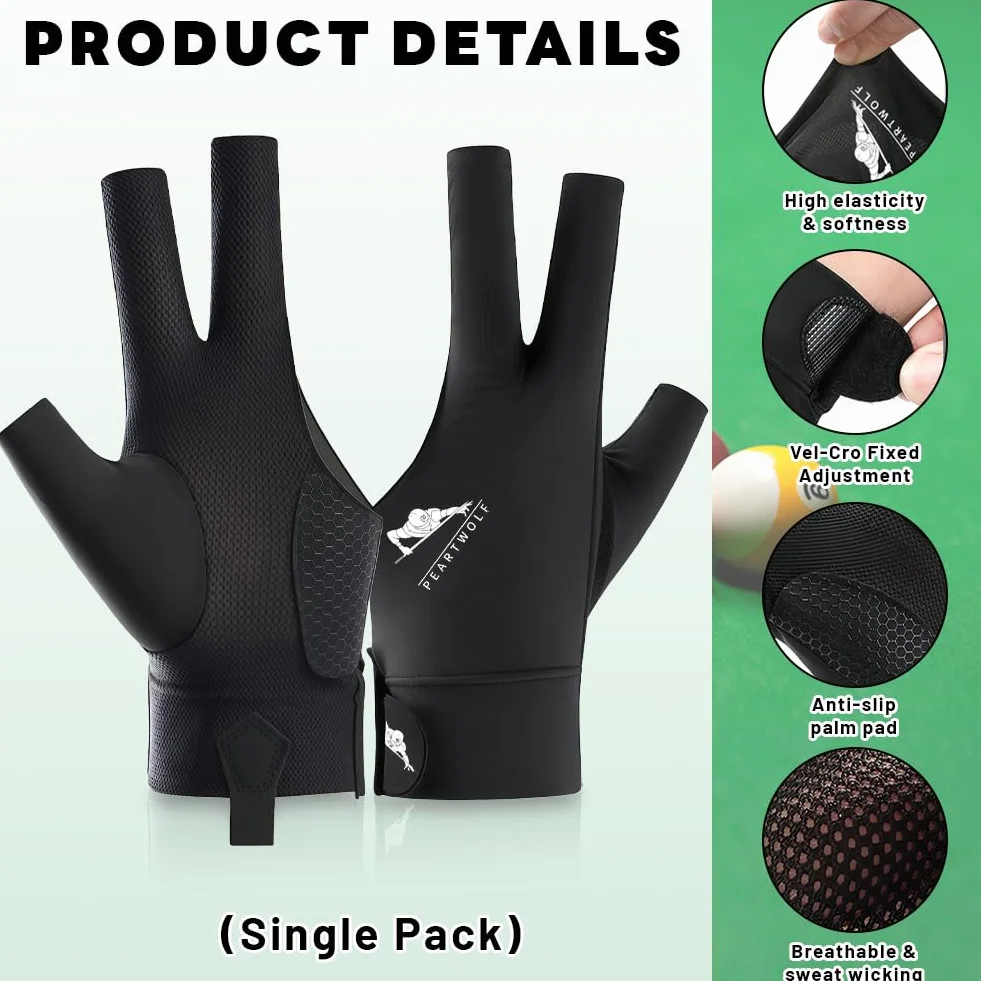 flintronic Professionale Guanti da Biliardo Antiscivolo Traspiranti Asciugatura Rapida Mano Sinistra