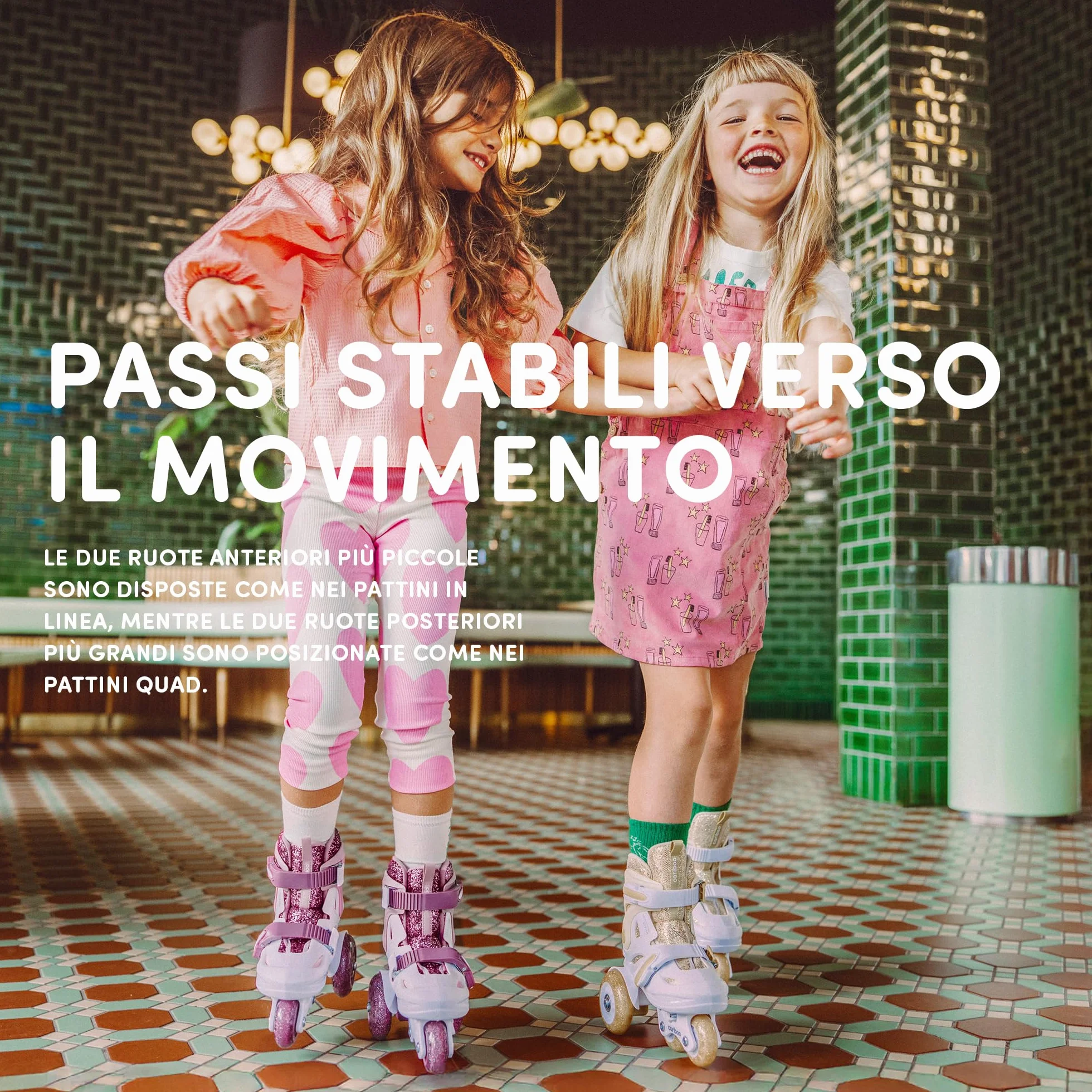 Cariboo Pattini A Rotelle Per Bambini Per Principianti Regolabili Con Ruote Broccato Ballerina