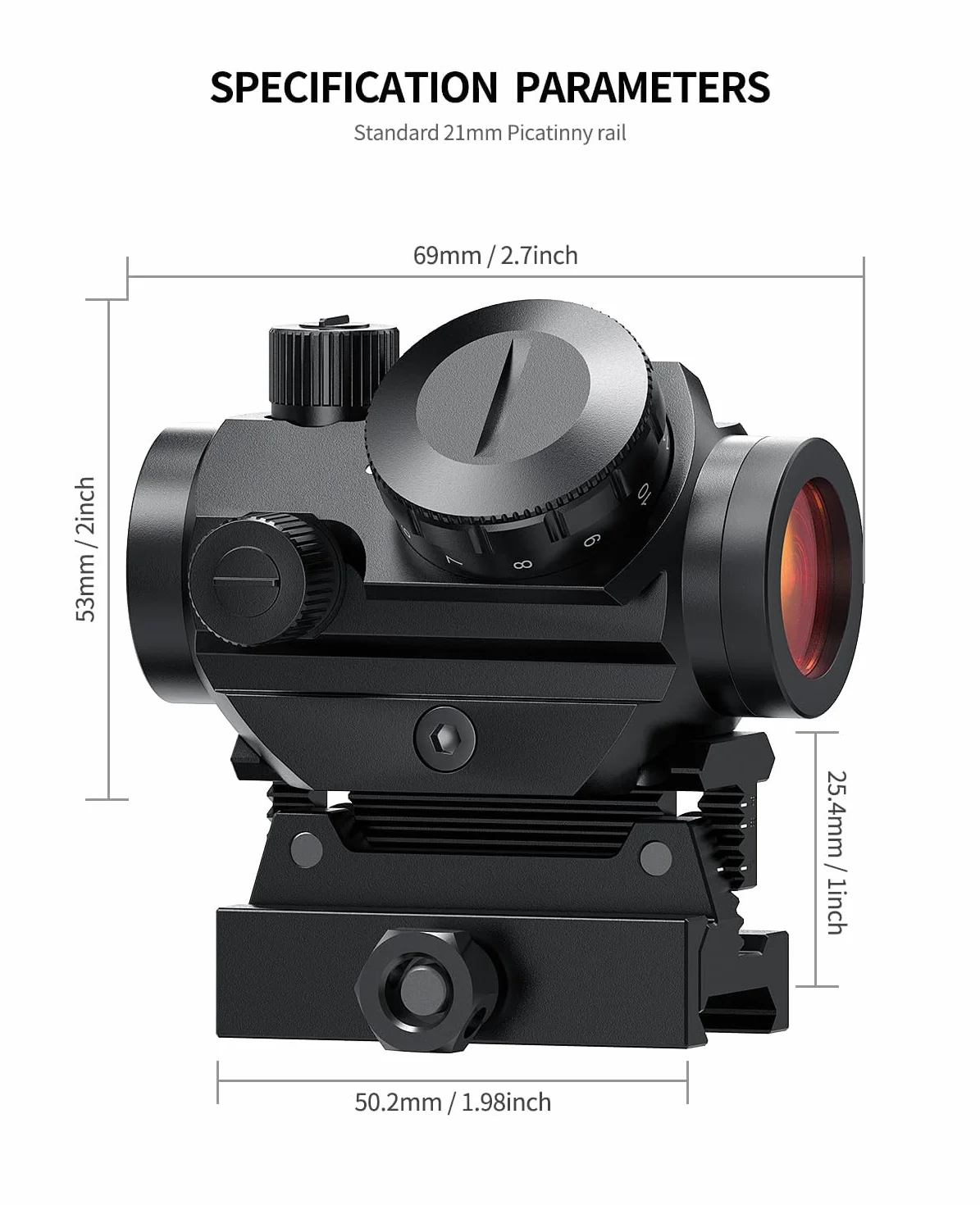 Feyachi RDS-10 Red Dot Softair 4MOA 1x22 mm Mirino Tattico Picatinny 20mm/22mm