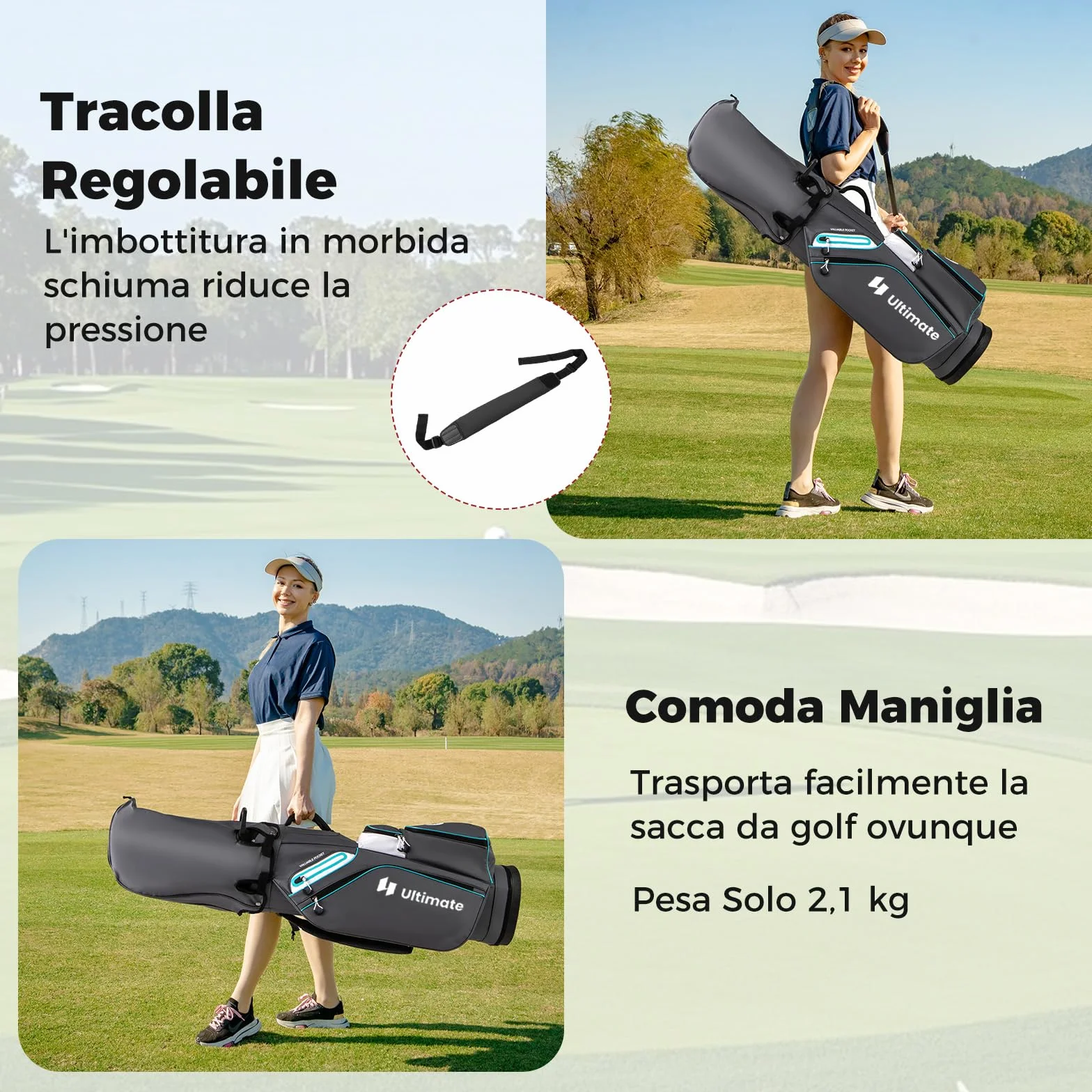COSTWAY Borsa da Golf 14 Scomparti, Organizzatore Portatile con Tasca Frigo, Tracolla Regolabile, Cappuccio Antipioggia