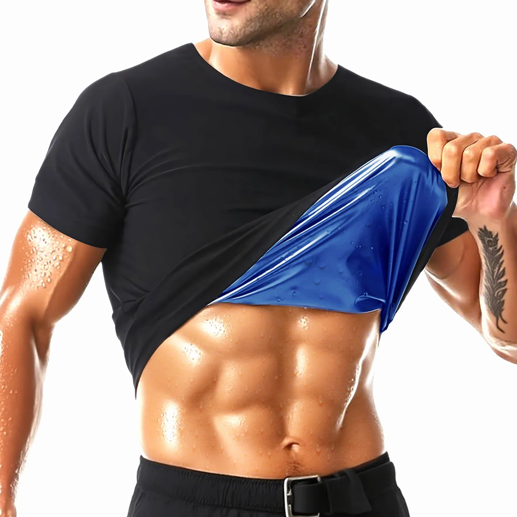 Sauna Shirt for Men Short Sleeve Sweat Body Shaper Vest Gym Exercise Top