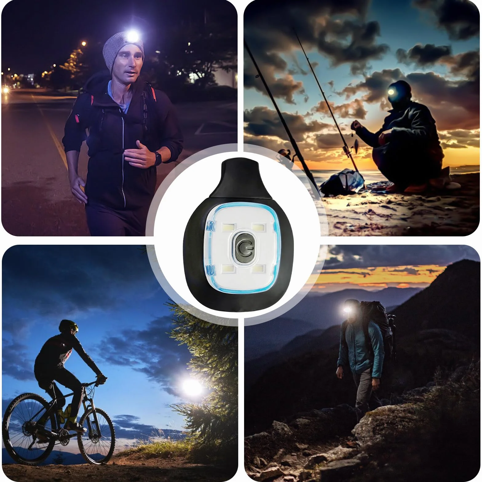 Molbory LED ricambio 3 luci ricaricabili USB sicurezza campeggio corsa