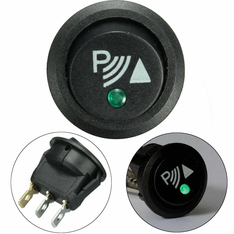 Interruttore a Bilanciere Rotondo 12V Plastica Metallo per Sensori Parcheggio