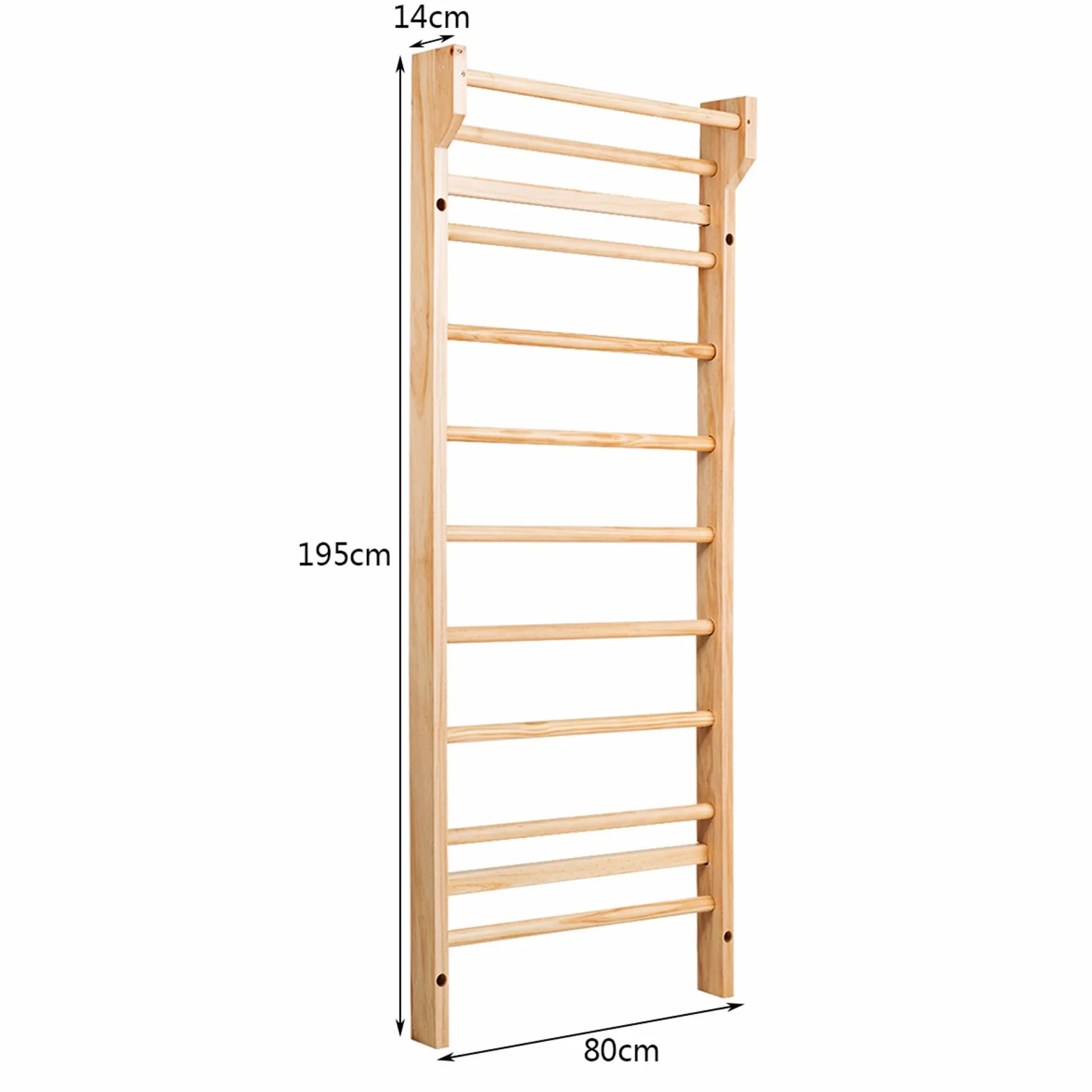 COSTWAY Spalliera Svedese Adulti Bambini Legno 10 Gradini Carico Massimo 100 kg 195x80x14 cm