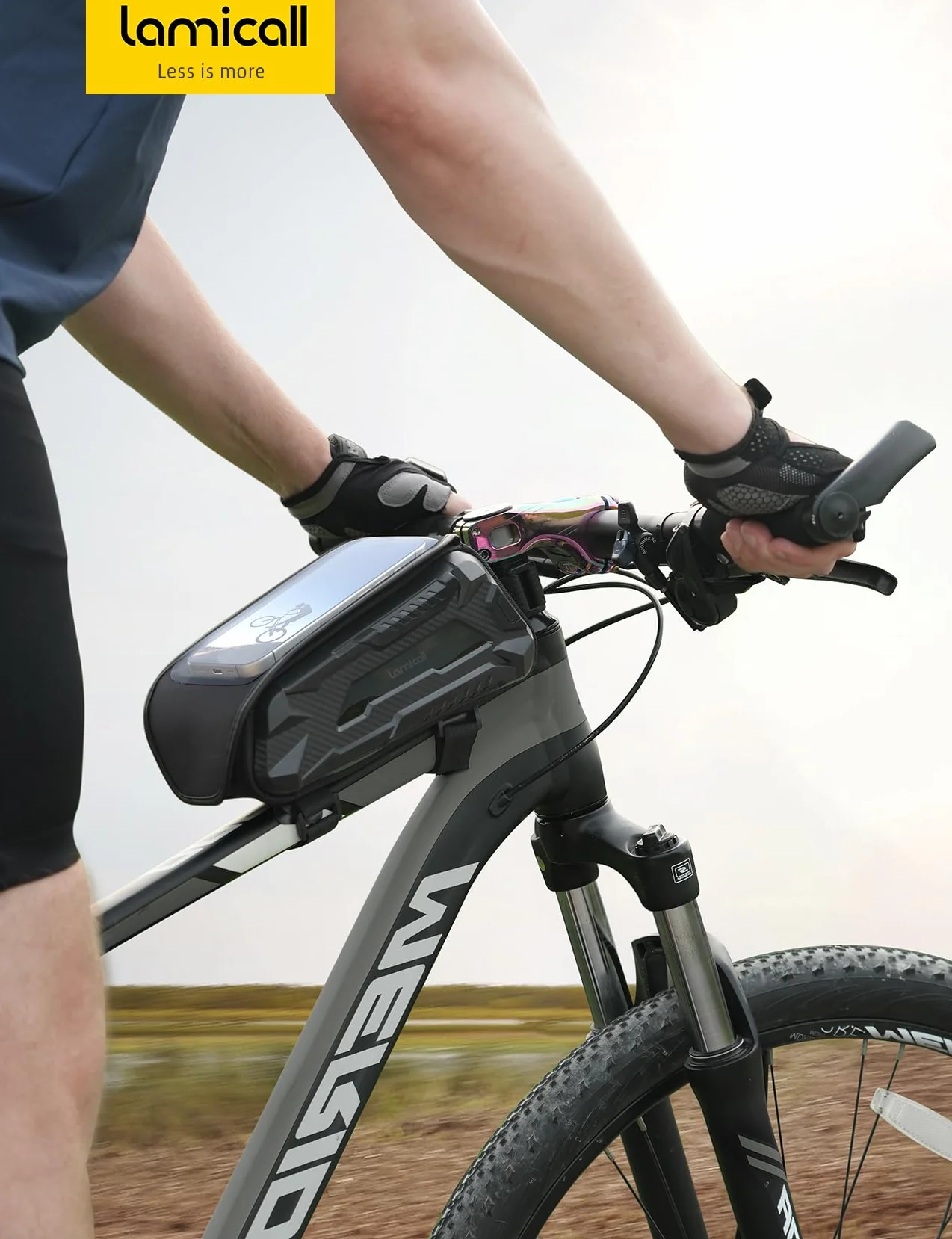 Lamicall Borsa Telaio Bici Impermeabile 1.6 L Capacità, Porta Cellulare Manubrio con Touch Screen TPU per Smartphone Fino a 7"