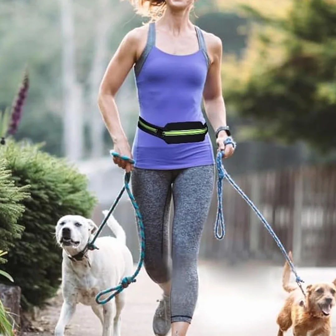 Cintura Da Corsa Porta Cellulare Running Belt 2 Due Marsupio Jogging Sport Outdoor Regolabile Resistente All'Acqua Nero E Verde
