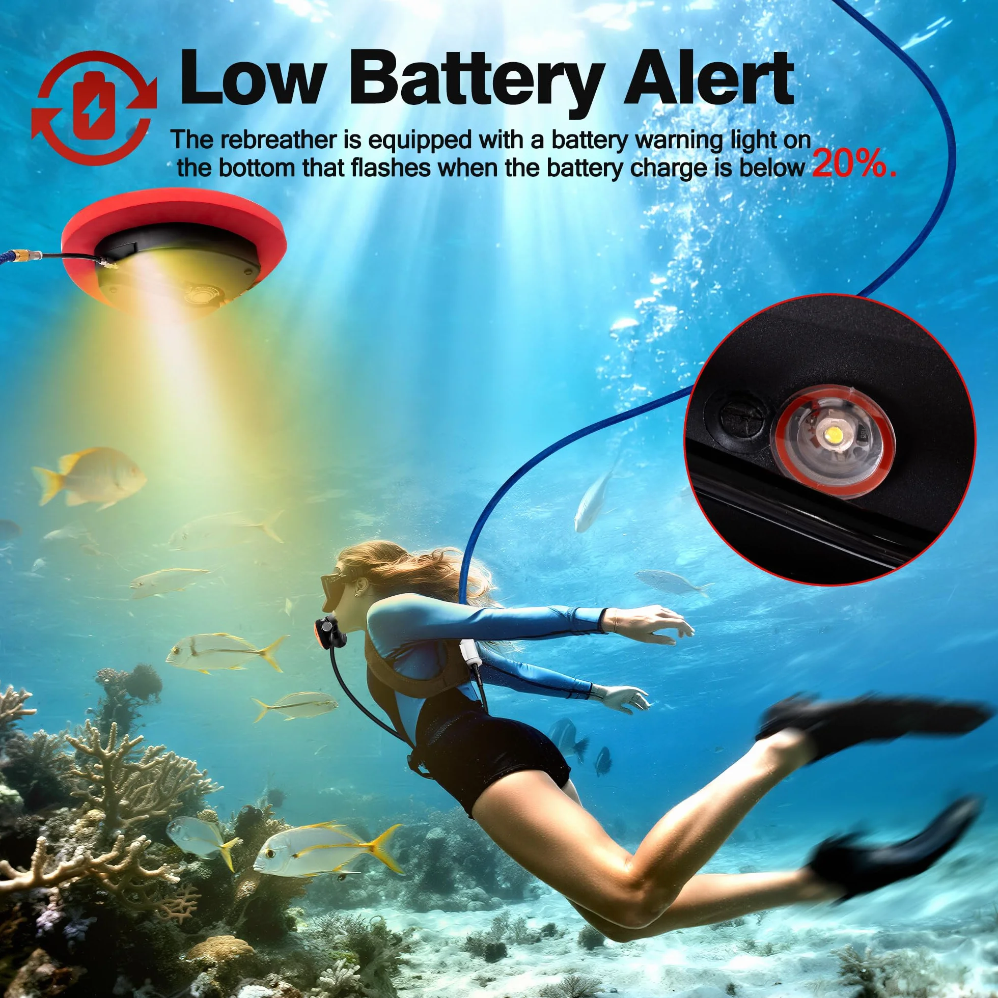 TUDIVING Ventilatore per immersioni subacquee aggiornato, sistema senza serbatoio, serbatoio portatile ricaricabile, compressore d'aria impermeabile