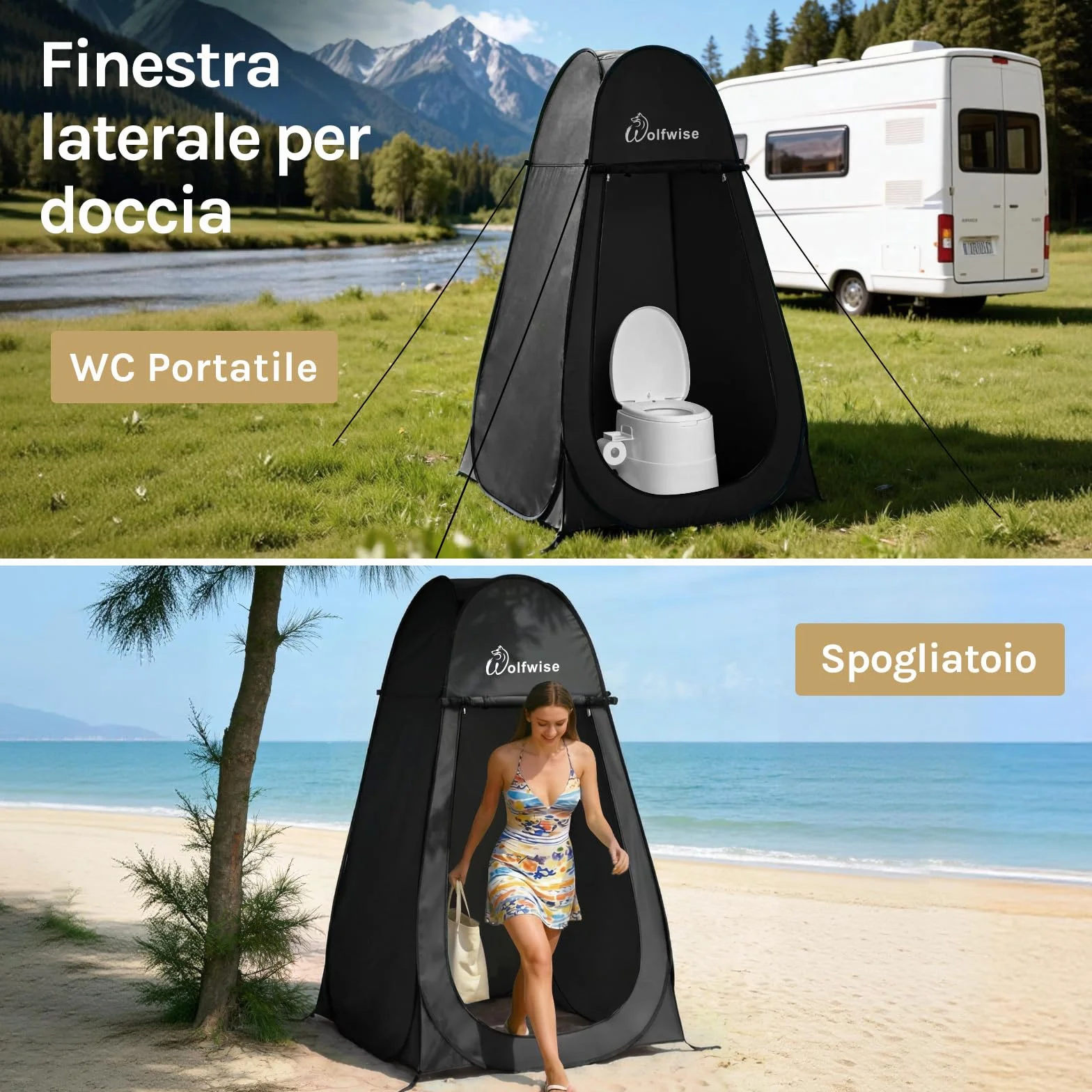 Wolfwise Tenda Pop-Up 120x120x190 cm Campeggio Spiaggia Spogliatoio