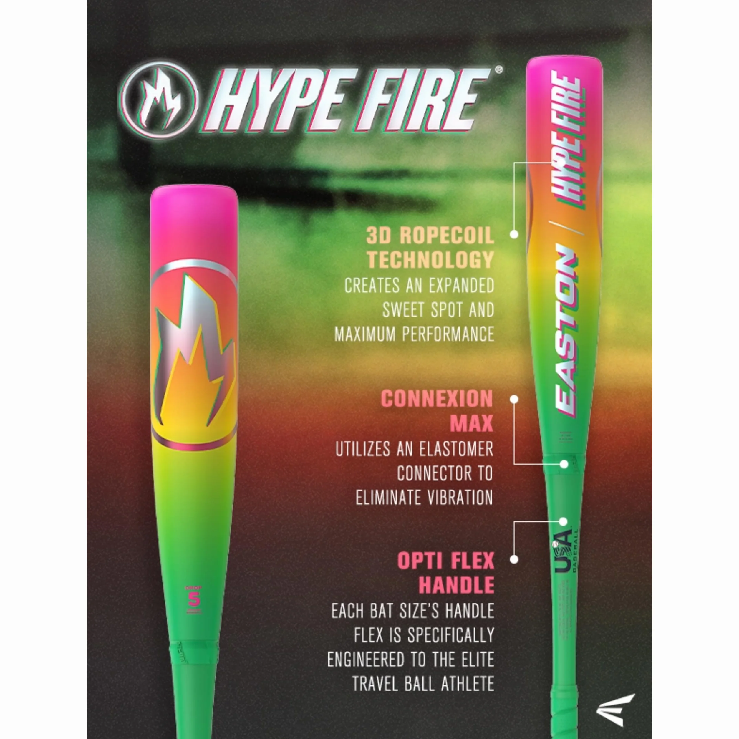 Easton Hype Fire Mazza da baseball USA Drop -5 -8 -10 -11 2 pezzi in composito
