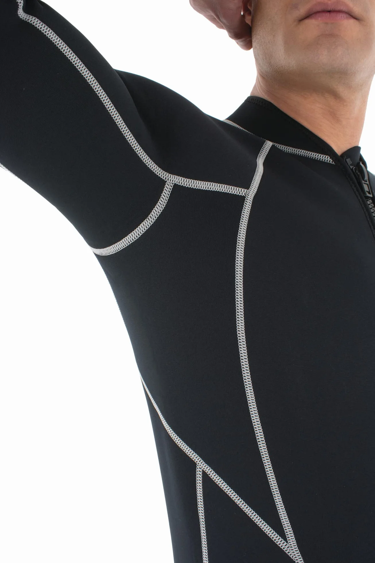 SEAC Carezza Man Muta Lunga Monopezzo Neoprene Bifoderato 2 mm Cerniera Anteriore Protezioni PU Ginocchia Uomo Nero