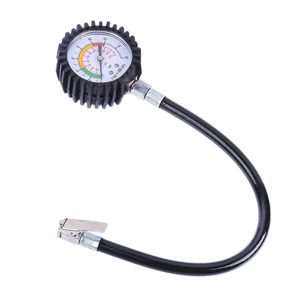 Misuratore pressione pneumatici, 16 BAR e 220 PSI, manometro pneumatici, misuratore pressione aria con tubo flessibile aria, Applica Auto Moto e Bicicletta