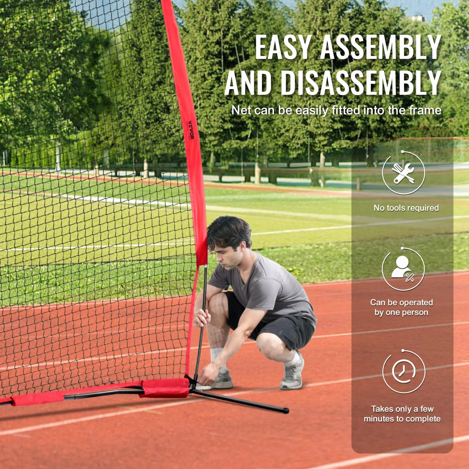 VEVOR Barricade Backstop Rete, Barriera sportiva per palloni, attrezzatura portatile per pratica con borsa per il trasporto, schermo di protezione per baseball, softball, lacrosse, calcio, hockey,