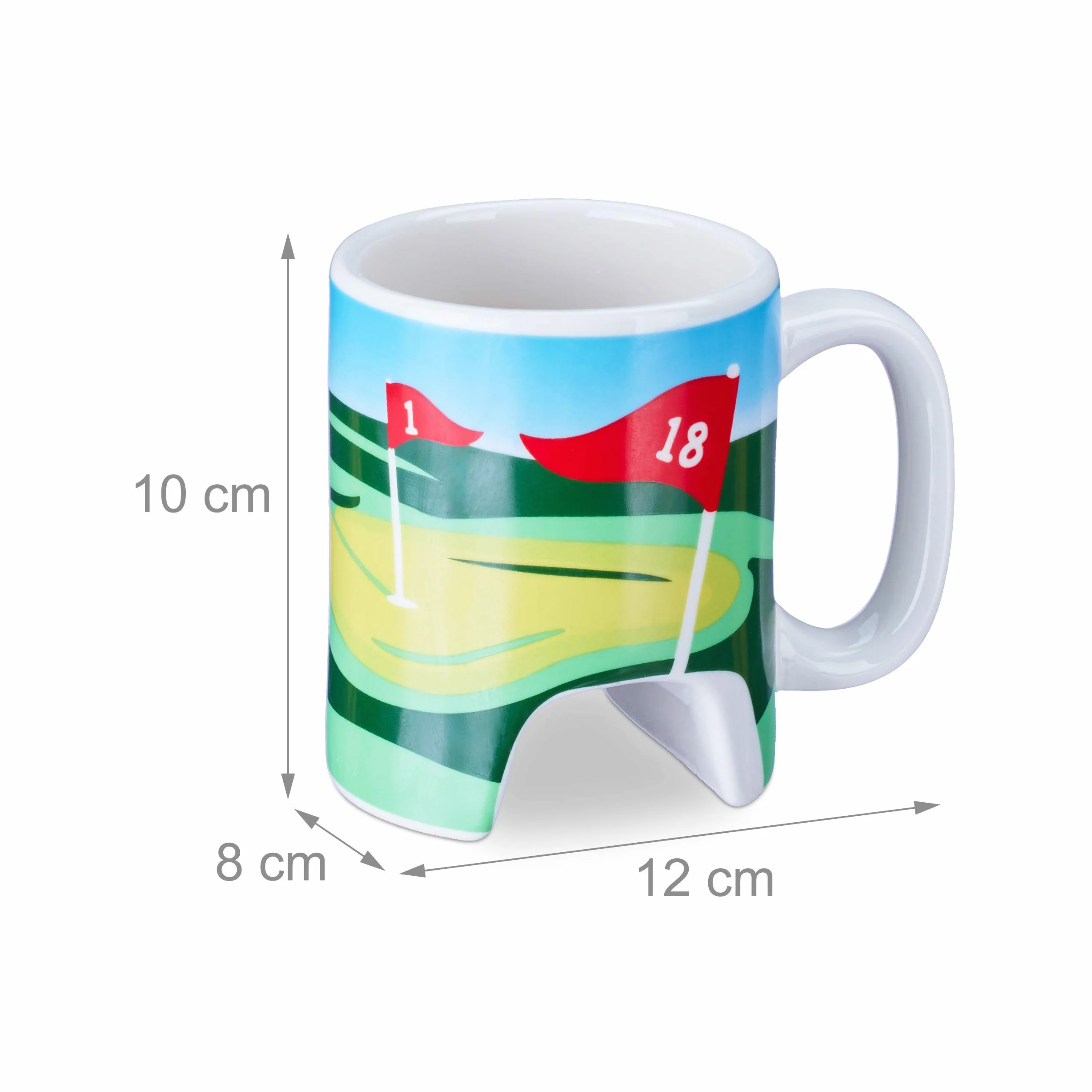Relaxdays Tazza Golf con Mazza, Penna e 2 Palline, Idea Regalo, Mug Caffè colorato