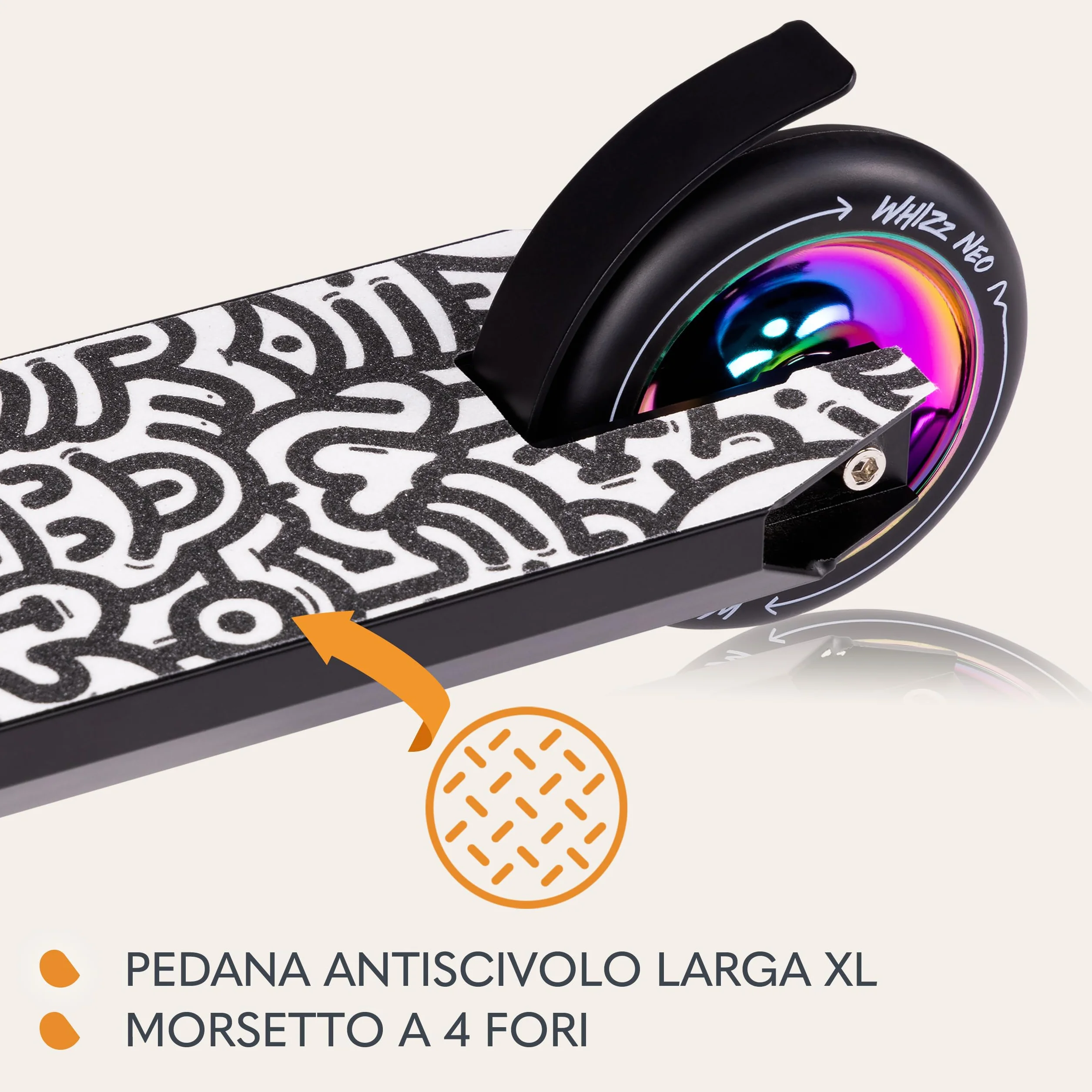 LIONELO Whizz Hoverboard Stunt Scooter Freestyle ABEC-9 Aluminium Deck HIC Compression 110mm Wheels T-Bar Handlebar Flex Fender Brake Steel Neon