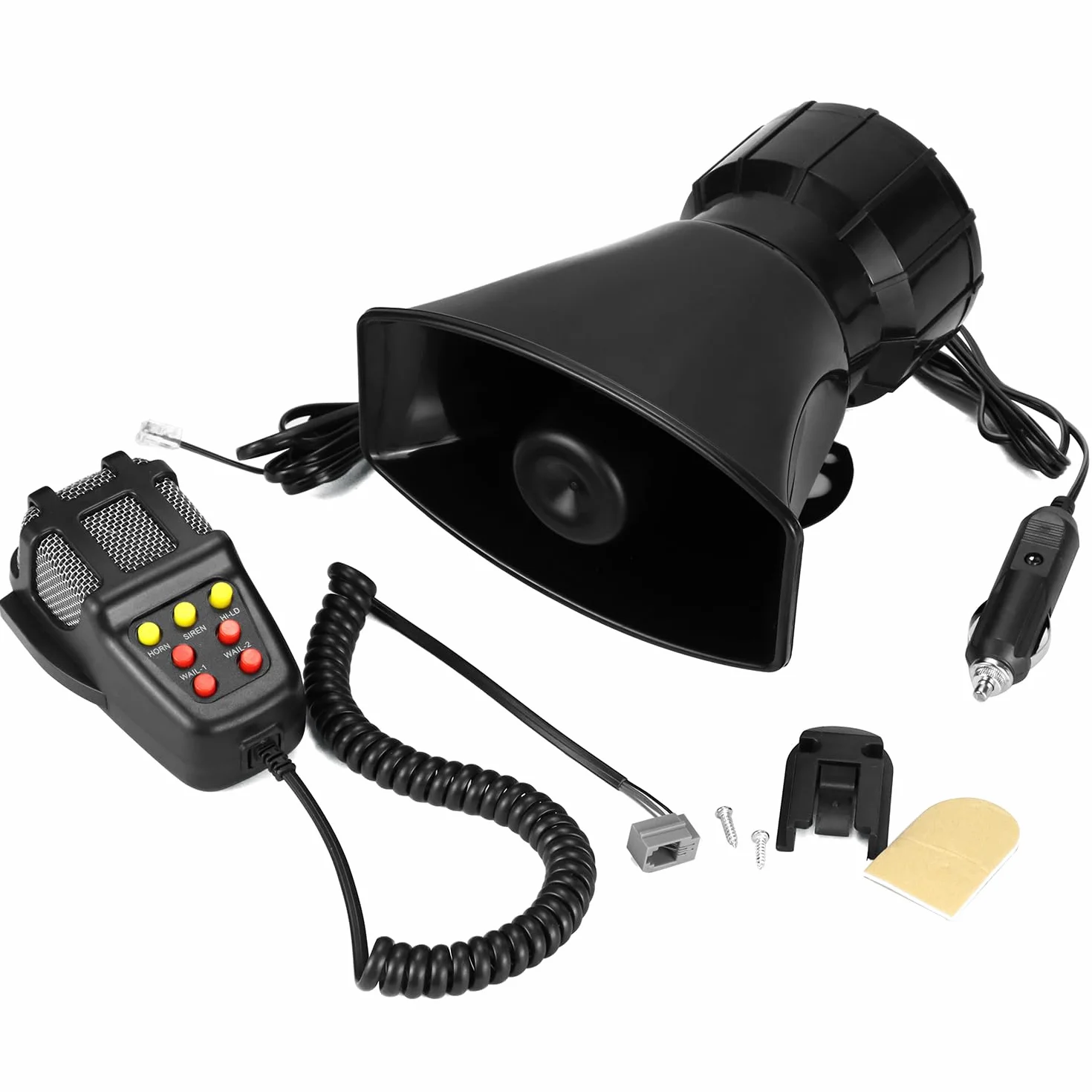QWORK® Clacson per auto da 120 dB, 7 toni, facile collegamento tramite accendisigari, impermeabile per camion, veicoli, barche a 12V