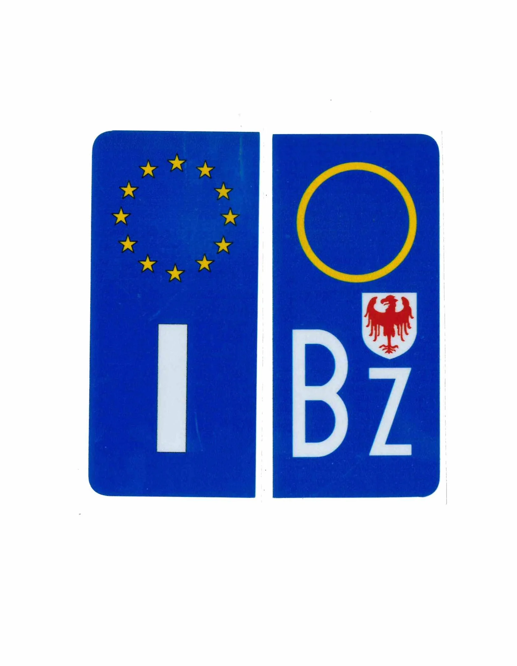 ADESIVI PER TARGA AUTO EUROPEA BLU CON SIMBOLO BOLZANO - RIFRANGENTE
