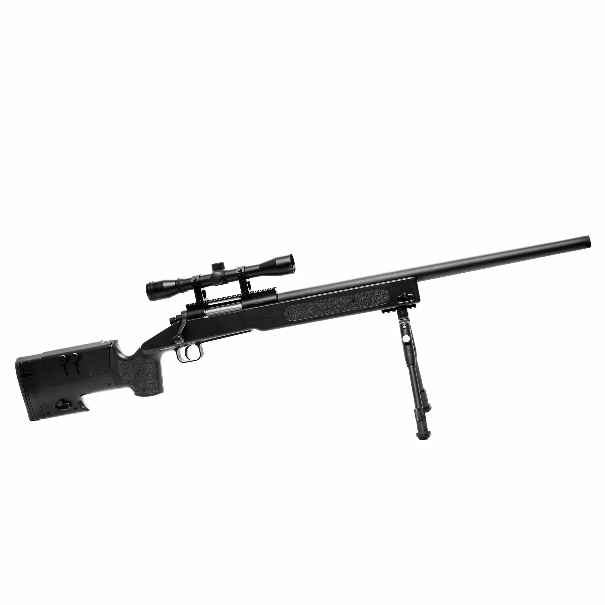 Fucile Softair Sniper M62 0,9 Joule Ottica 3-9x40 Bipiede Regolabile Nero 110x14 cm Bundle Completo