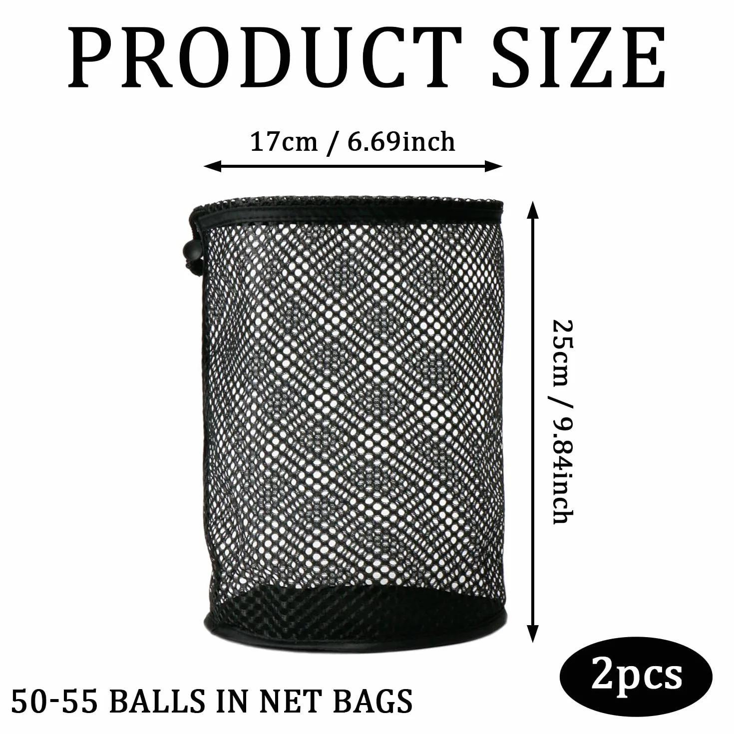 Borsa Porta Palline da Golf 2 Pezzi, Sacca per Palline con Chiusura a Coulisse, Nero, Accessorio da Golf