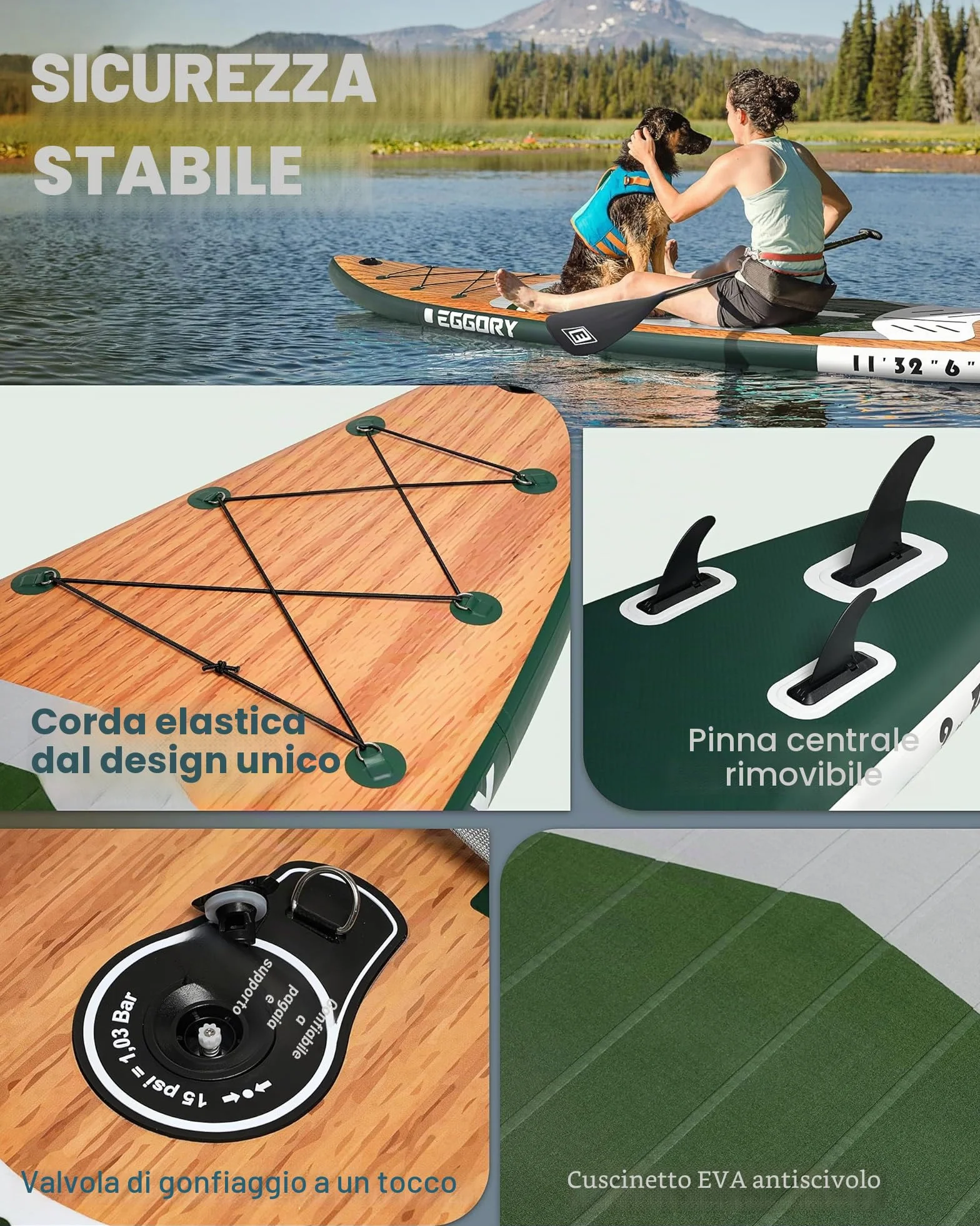 Tavola da surf gonfiabile SUP completa Paddleboard accessori pagaia regolabile, pompa, zaino da viaggio, guinzaglio, borsa impermeabile, tavola per adulti
