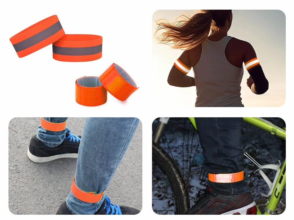Gilet Catarifrangente ad Alta Visibilità 4 Pezzi con Braccialetti Riflettenti e Borsa, per Corsa Ciclismo