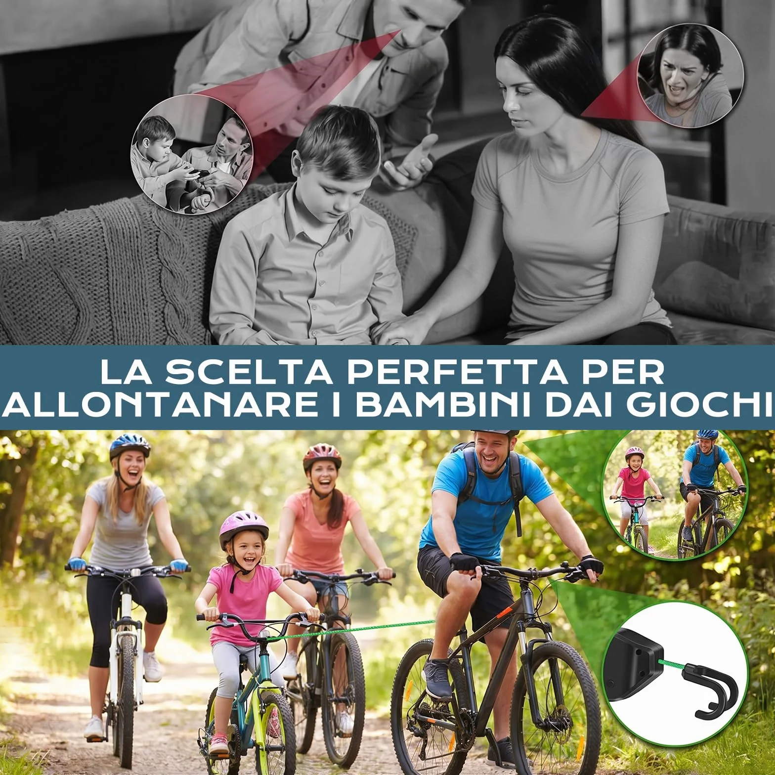 Corda di Traino per Bicicletta Bambino 2,5m Vankarr Compatibile Universale Avvolgimento Automatico