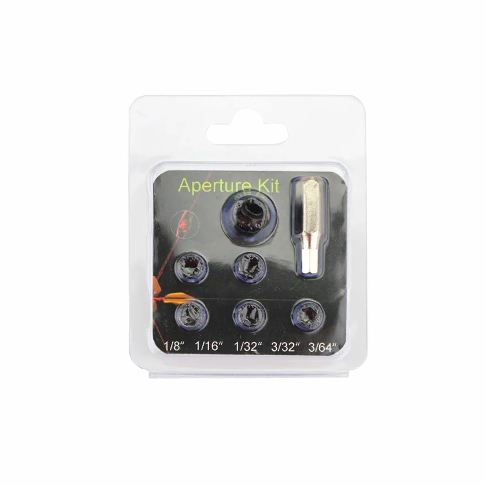 Tiro con l'arco Peep Sight Mirino per arco composto in alluminio 37/45 gradi 6x 8x Lente chiarificatrice 1/8" 1/16" 1/32" 3/32" 3/64" Kit di apertura