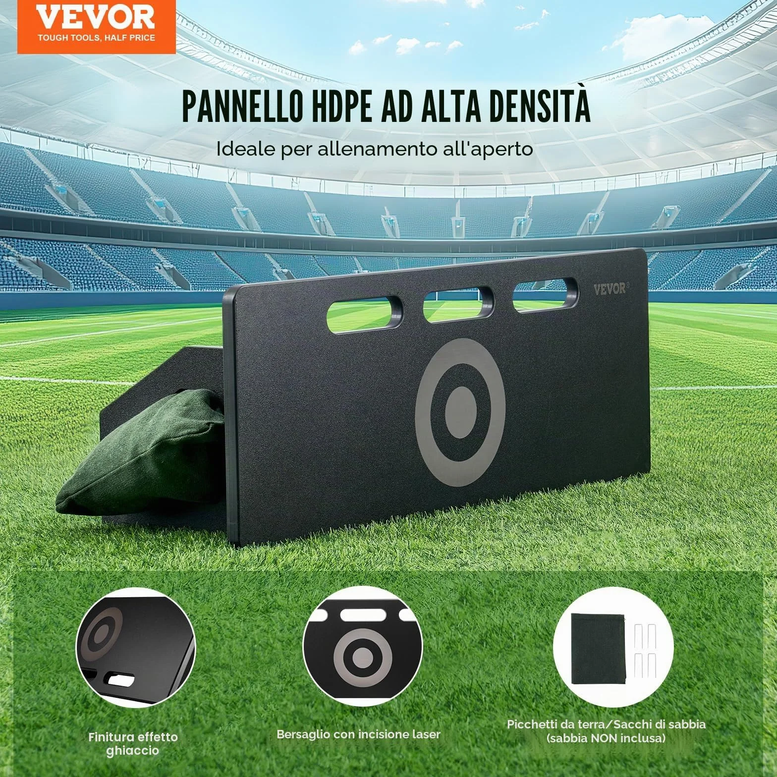 VEVOR Tavola da rimbalzo da calcio portatile da parete con 2 angoli, pieghevole in HDPE, attrezzatura per allenamento per bambini e adulti