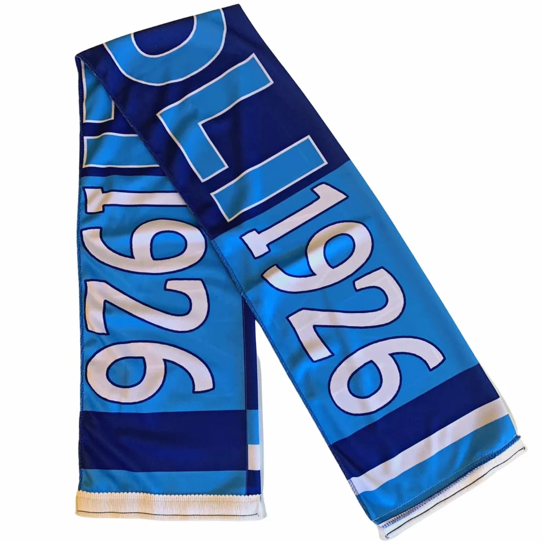 Szalik Napoli Poliestere 20x120 cm Frange Tifo Azzurro Blu Bianco
