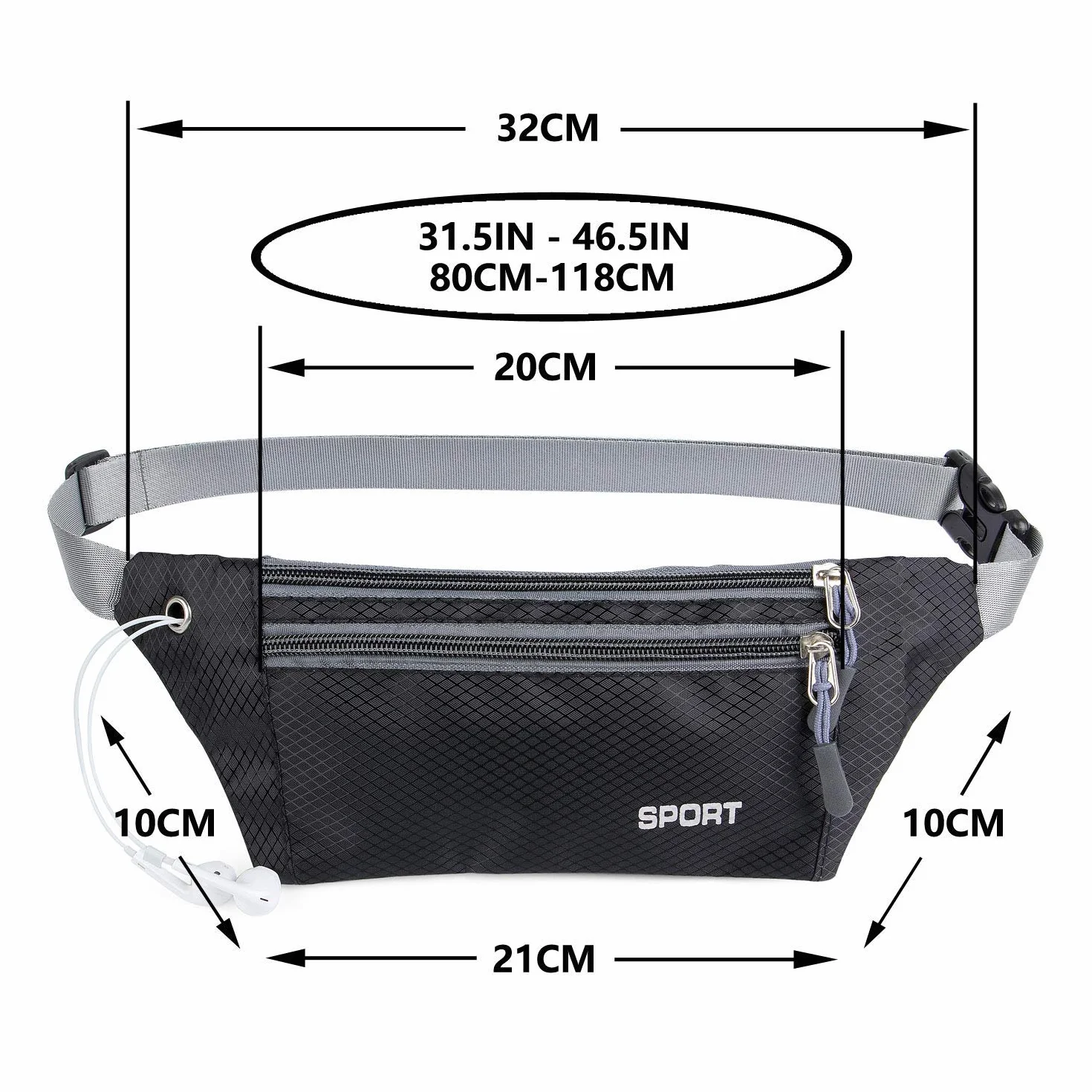Marsupio Sportivo Impermeabile Running con Tasca Cintura per Portafoglio Chiavi Smartphone Jogging Trekking Bicicletta