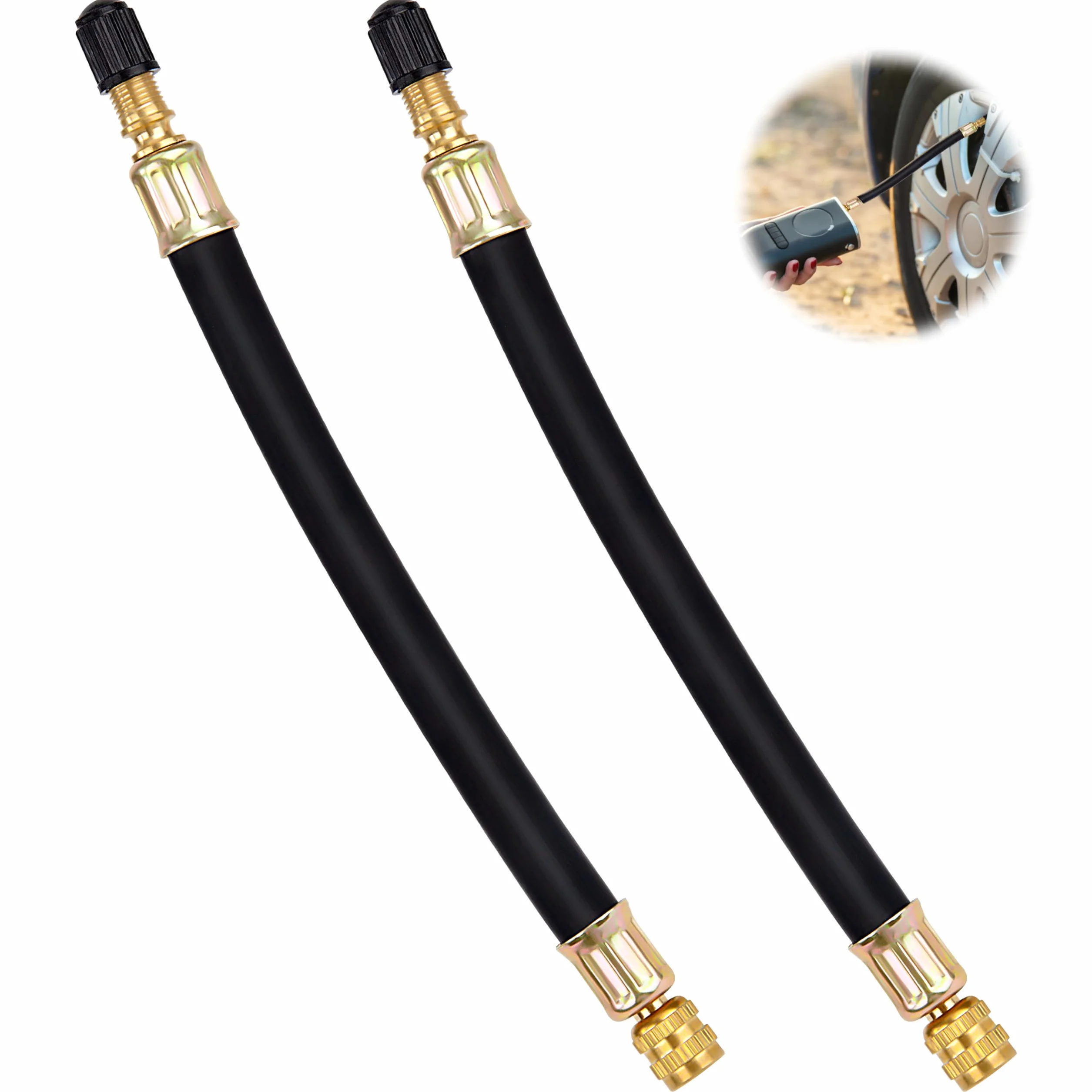 QIMEI-SHOP Estensione Valvola Pneumatico Gomma Prolunga per Valvola Pneumatici Flessibile per Auto Bici Camion Motocicletta 180mm 2 Pezzi