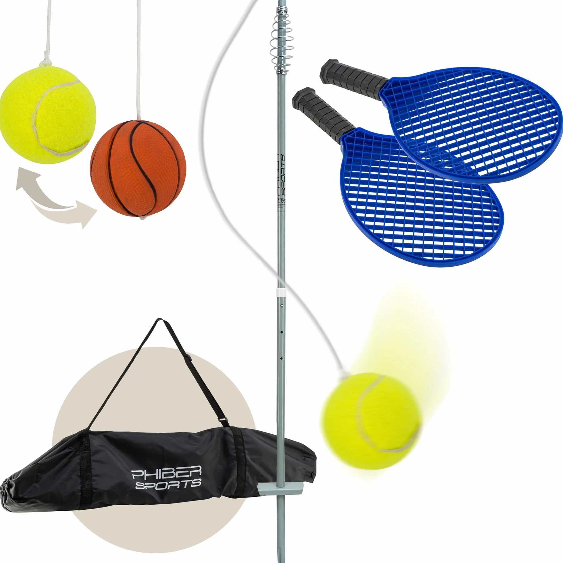 PHIBER-SPORTS Twistball Set Modello Migliorato 2026 – Swingball per Bambini e Adulti, Palla da Tennis su Corda, Tennis Trainer Gioco Giardino