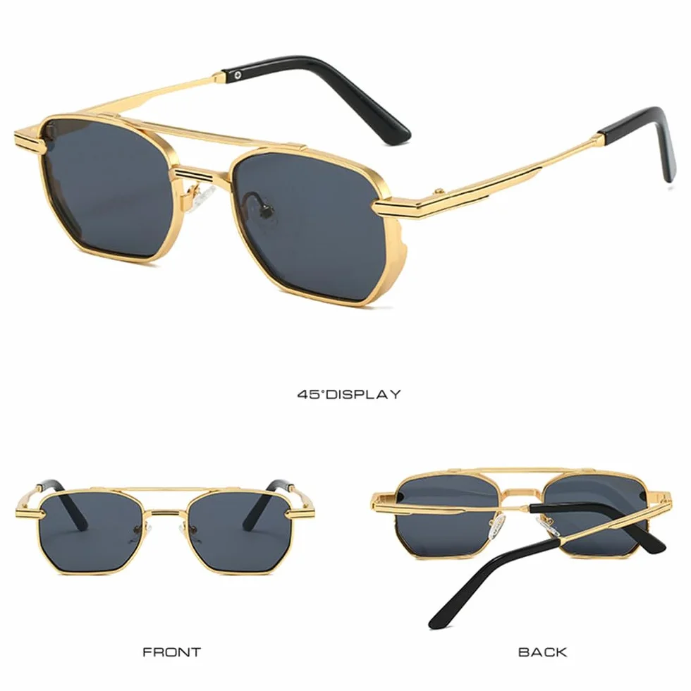 Steampunk Occhiali da sole uomo montatura metallo design punk