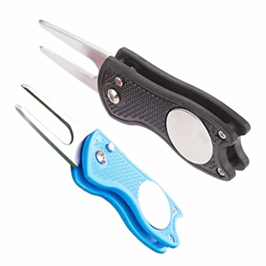 Haihaz Forcelle da Golf Strumento di Riparazione Marcatore 2 Pezzi Blu e Nero