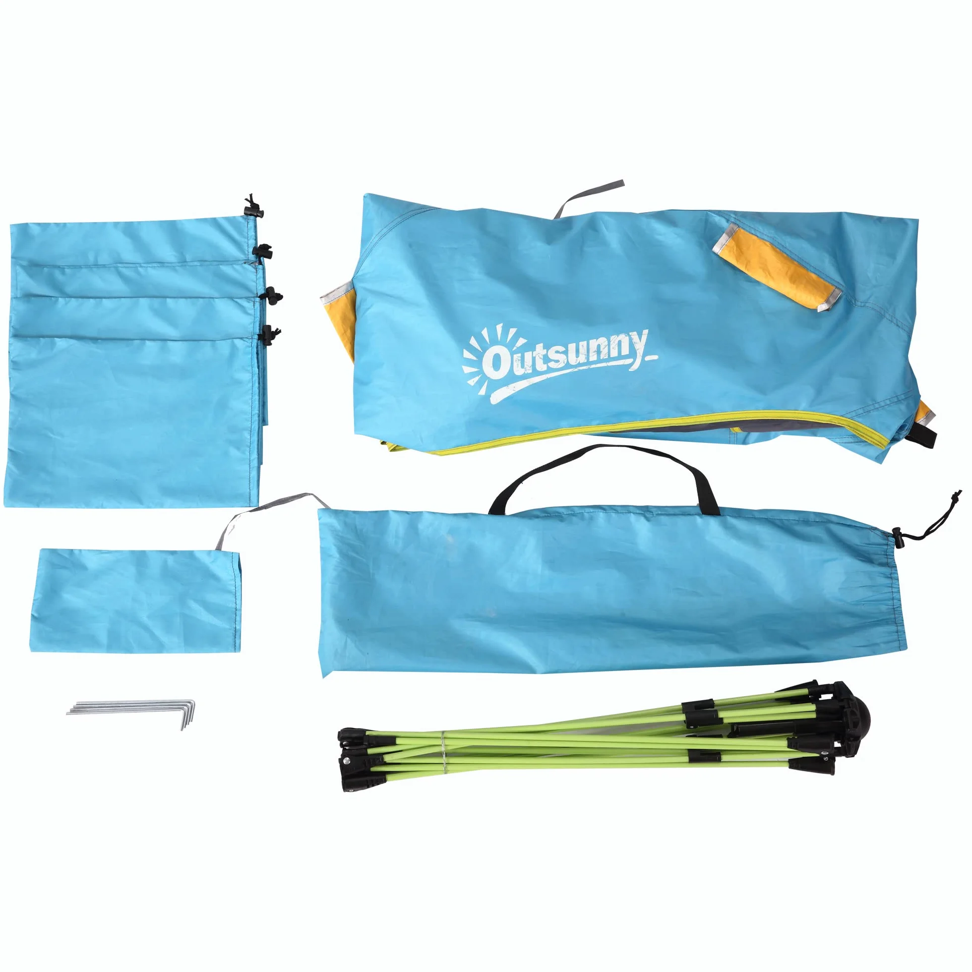 Outsunny Tenda da Spiaggia con Finestre Richiudibili e Porta a Cerniera, 220x173x120 cm