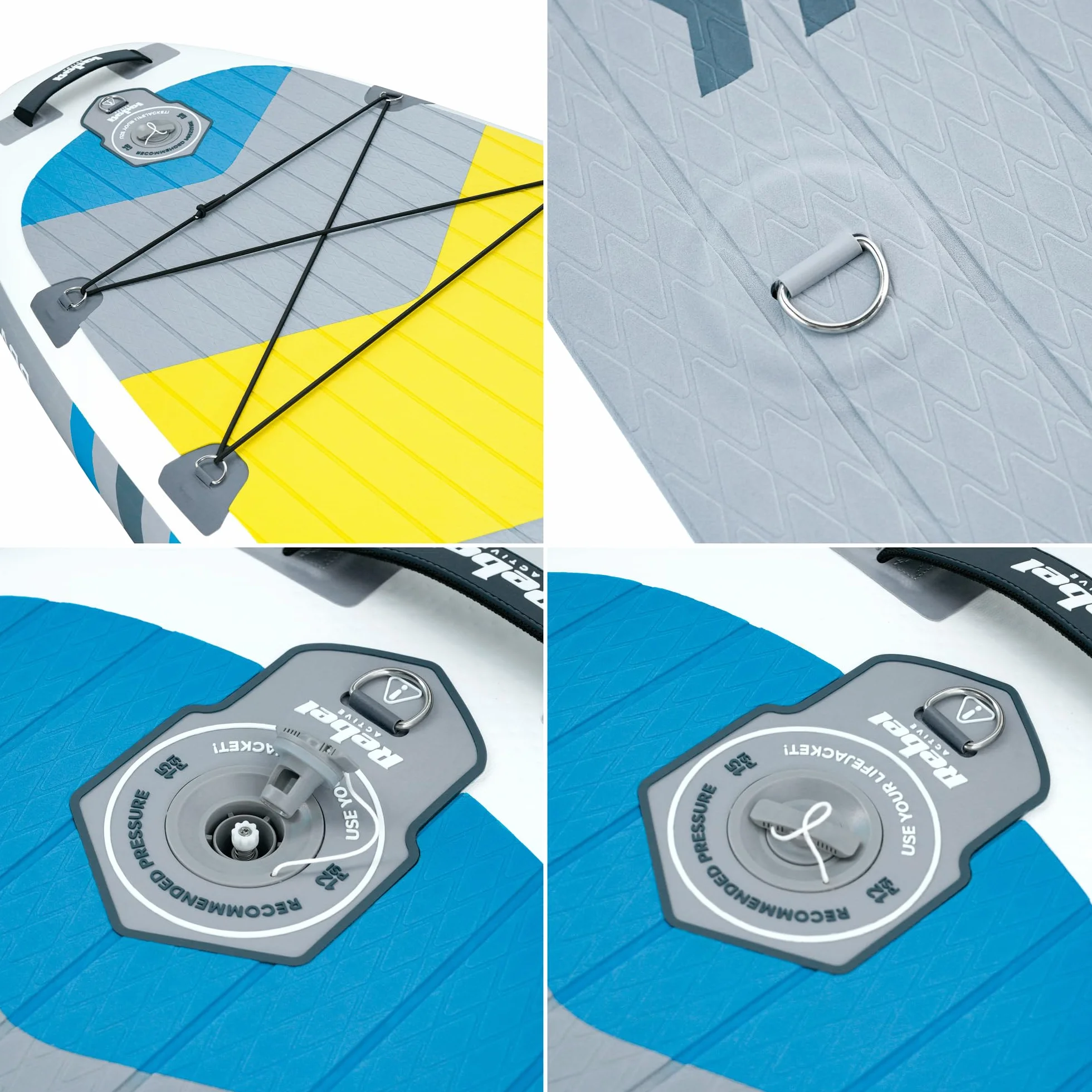 Rebel Electro Tavola da SUP gonfiata 335 cm con sedile, zaino e pompa a pagaia RBA-4507-WH