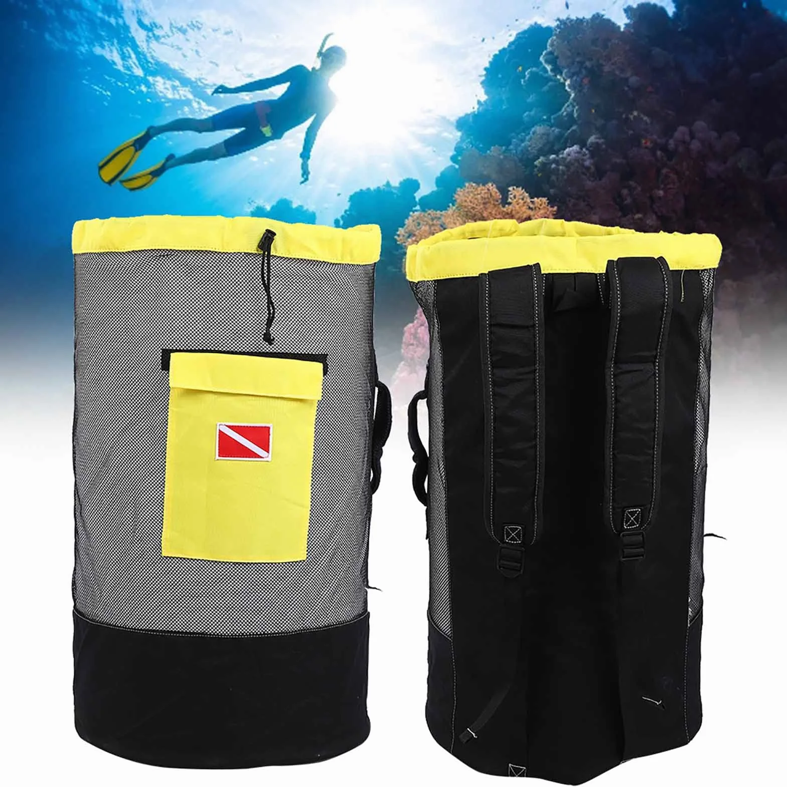 Tbest Borsa da Sub 80 Litri Zaino da Nuoto in Tessuto a Rete Traspirante con Tasche Multiple