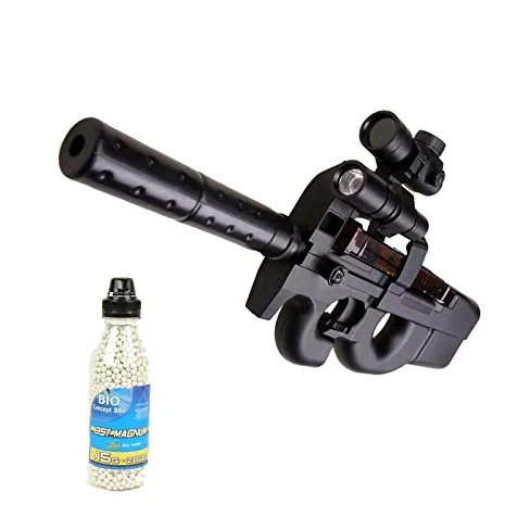 Well Airsoft Pack Assault Rifle D90H con Silenziatore, Lampada, Redot Elettrico, Bottiglia di 2000 Palline offerte (0,4 Joule)
